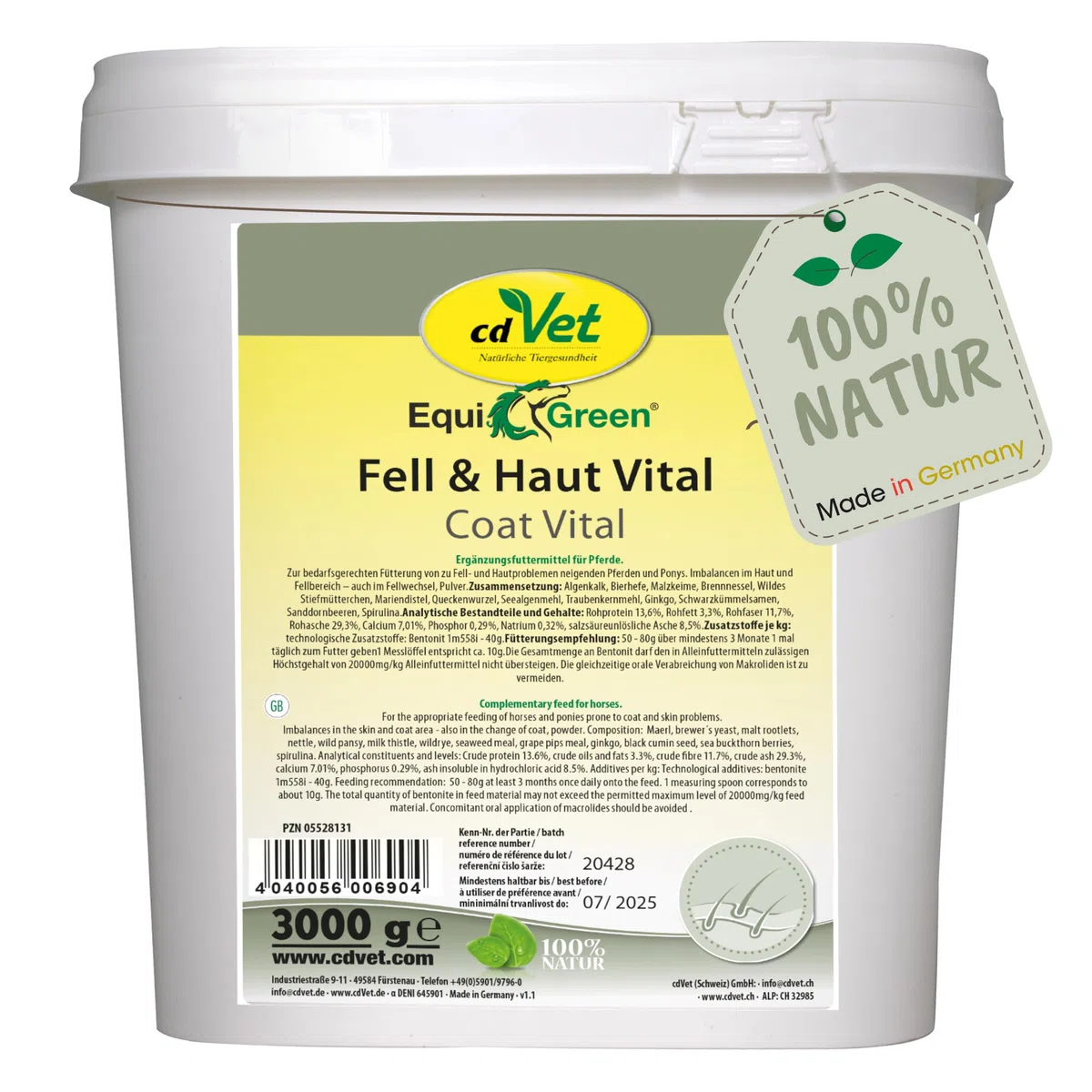 EquiGreen Fell & Haut Vital 3kg – Natürliche Unterstützung für gesundes Pferdefell