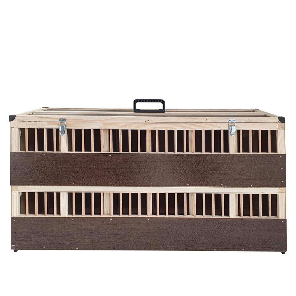 Kleintier-Transportbox aus Holz - 12 Abteilungen - je mit verschließbarem Innendeckel