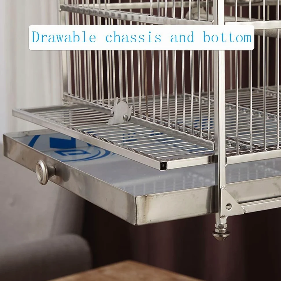 Voliere Vogelkäfig aus Edelstahl mit ausziehbarem Chassis. Langlebig. Leicht zu reinigen. Ideal for kleine bis mittelgroße Vögel