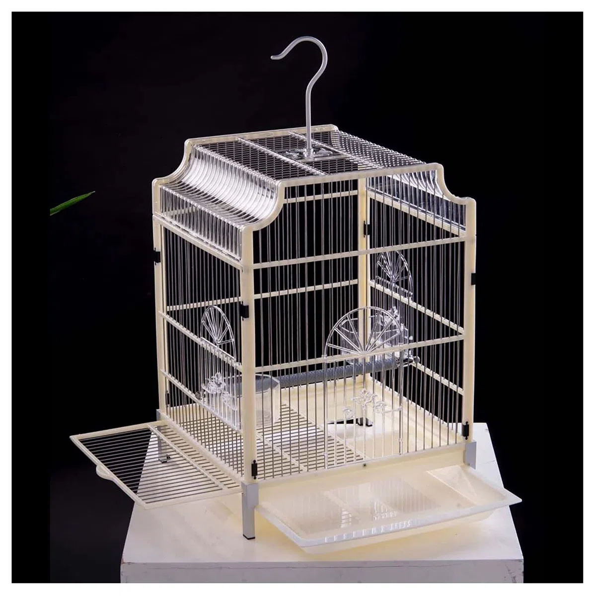 Tragbarer Vogelkäfig für extra kleine Finken und Kanarienvögel, Metall, Klein, Metallic, Dark Metallic, Silver, Innenbereich, Multi-Futterboxen enthalten