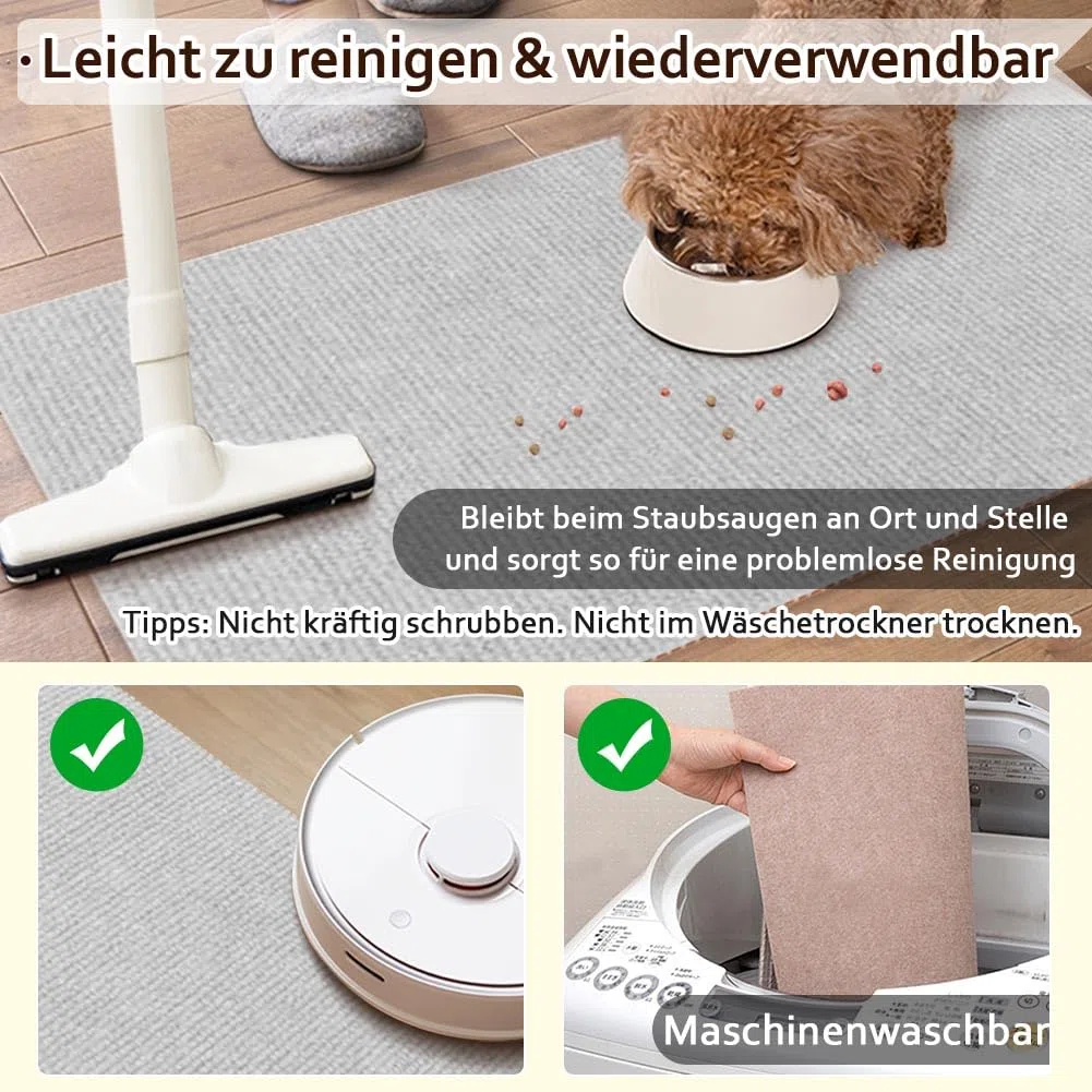 Katzenklo Hundeklo Matte für Zuhause 60x90cm rutschfeste wasserdichte Unterlage geruchsabsorbierend schützt Böden maschinenwaschbar, zuschneidbar grau