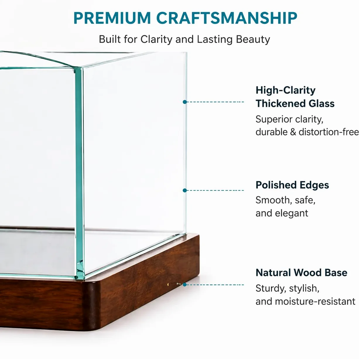 Kleines Aquarium mit LED-Licht und Holzständer, 20,3 cm, Nano-Aquarium-Starter-Set, inklusive Reinigungswerkzeug, Tuch und Matte für Schreibtisch, Büro, Schlafzimmer, ca. 4 l