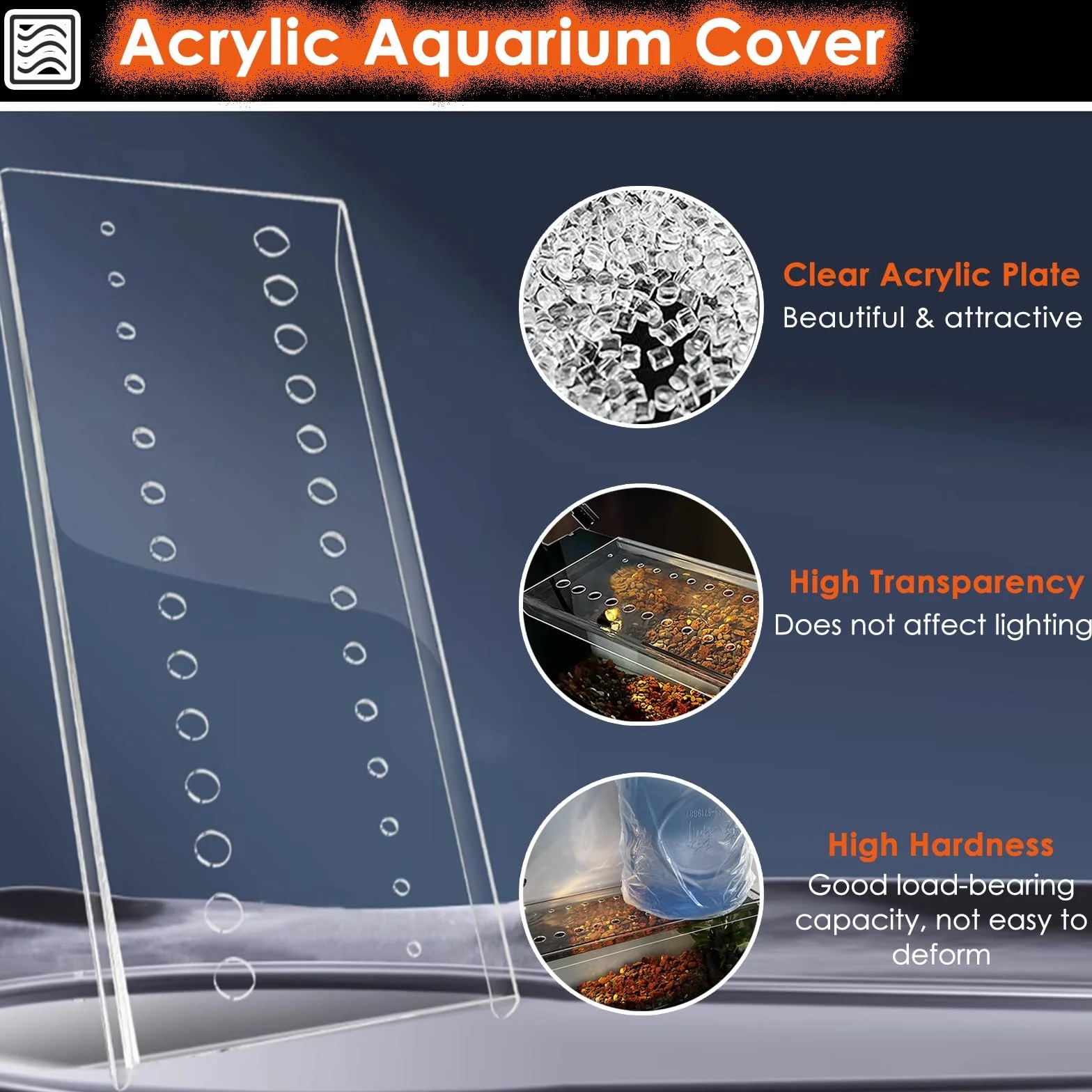 Acryl-Aquarium-Abdeckung mit Frischluftloch, 50,8 cm, 61,2 cm, 76,6 cm, 91,4 cm, 91,4 cm, 101,6 cm, 101,4 cm, 101,5 cm, 137,2 cm, Terrarium, springsicher, damit Katzen Fische fangen