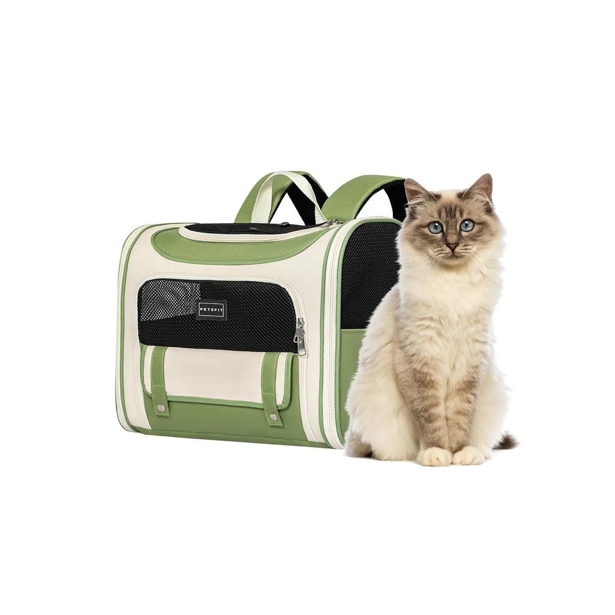 Galatée Hunderucksack, Von Fluggesellschaften Zugelassener Haustierrucksack Für Kleine Und Mittelgroße Hunde Und Katzen, Katzentasche Für Reisen, Spaziergänge, Wandern Im Freien(Grün)