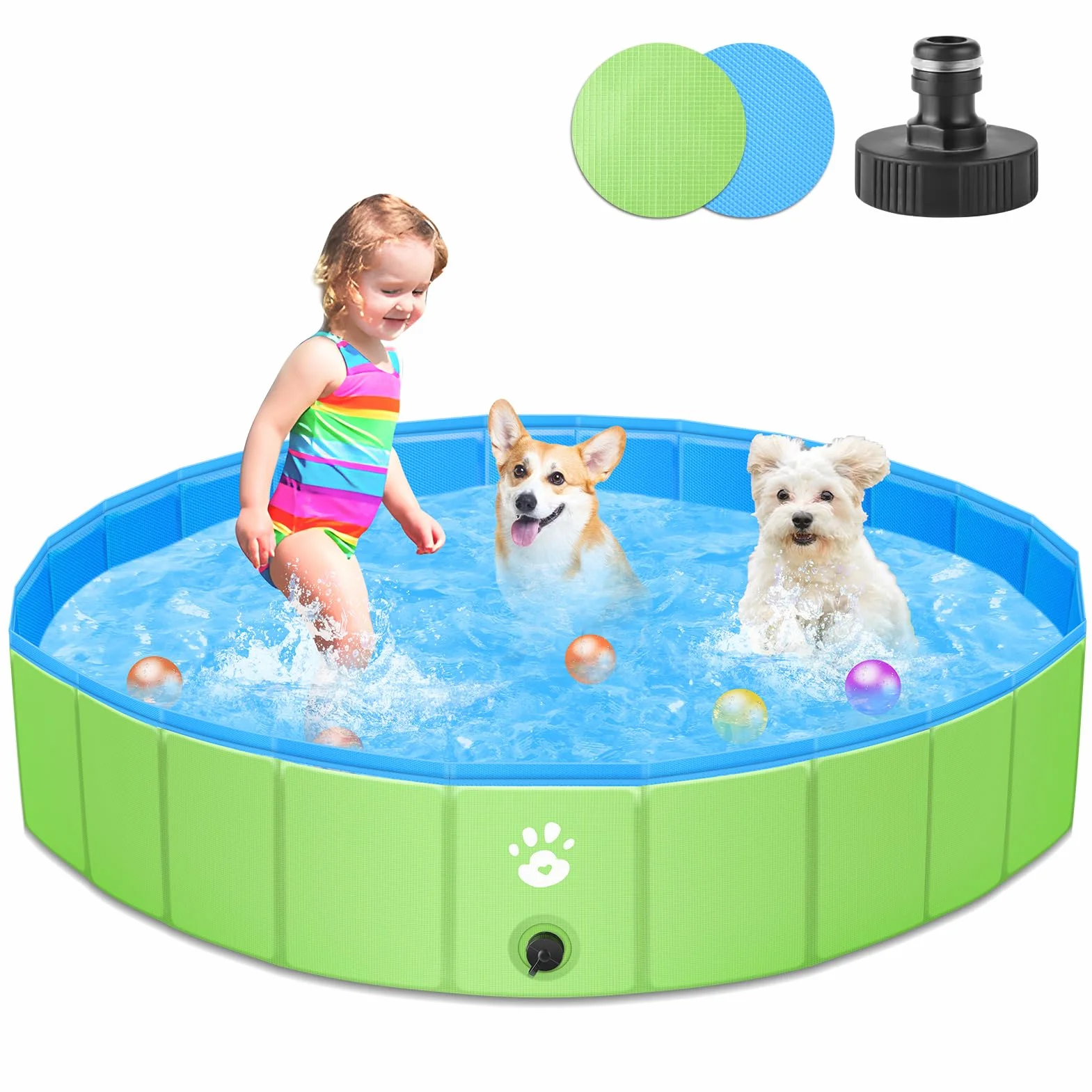 ZOOYAUE Hundepool, Faltbare Hundepools für Kleine, Mittlere&Große,Swimmingpool Planschbecken Hundebadewanne Faltbarer für Hunde und Katzen,Abriebfest&rutschfest