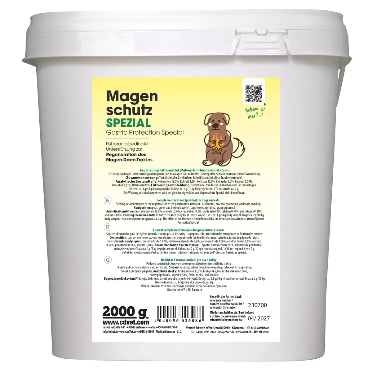 cdVet Magenschutz Spezial 2 kg - Fütterungsbedingte Unterstützung zur Regeneration des Magen-Darm-Traktes - Säurepuffer, Schleimhautschutz und Toxinbindung für Hunde und Katzen