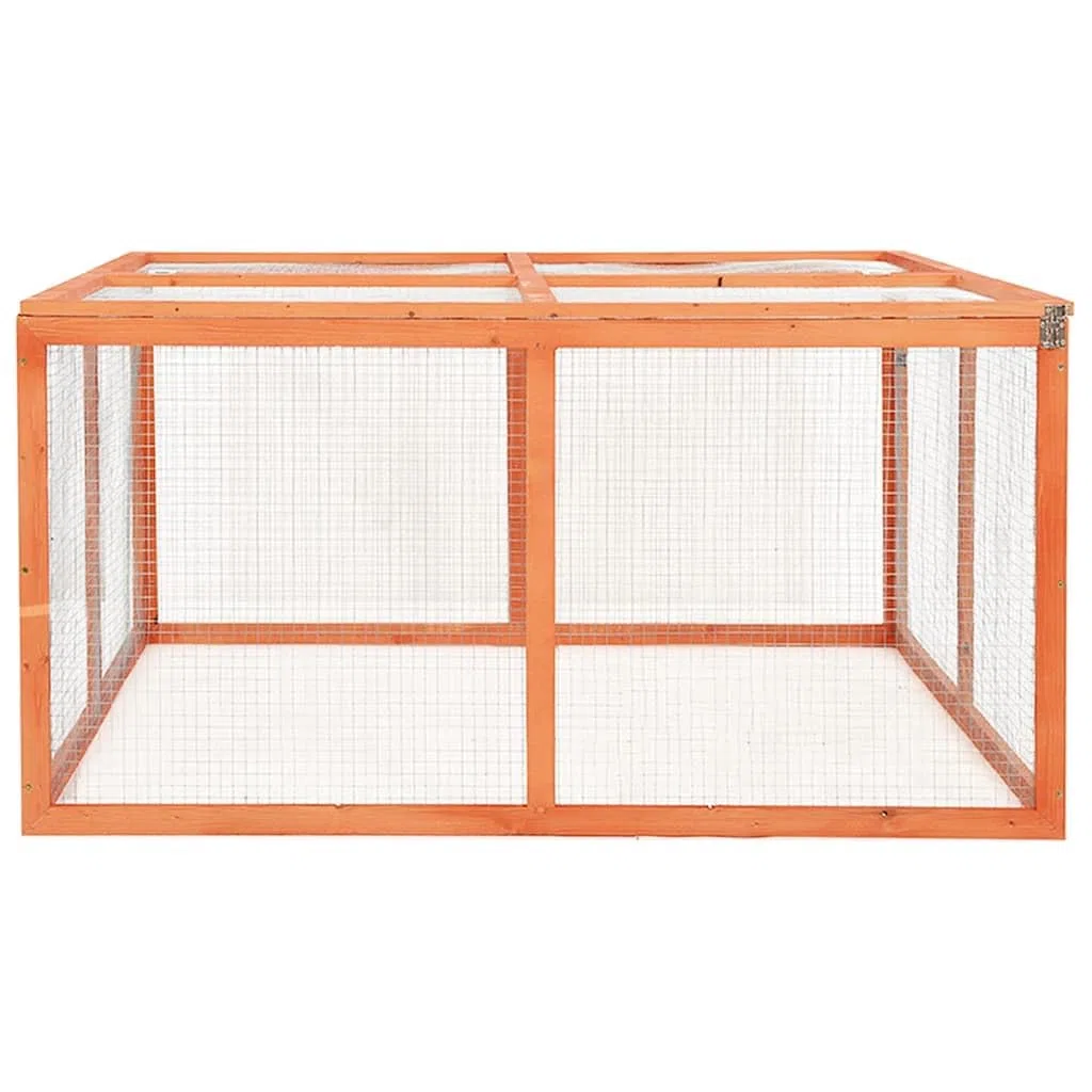 Kaninchenstall Massivholz Tanne 124x120x60 cm mit Schutzdach und Gitter, Kleintier Gehege für Kaninchen Meerschweinchen Hamster, Freilauf Haus für Garten Balkon Zimmer