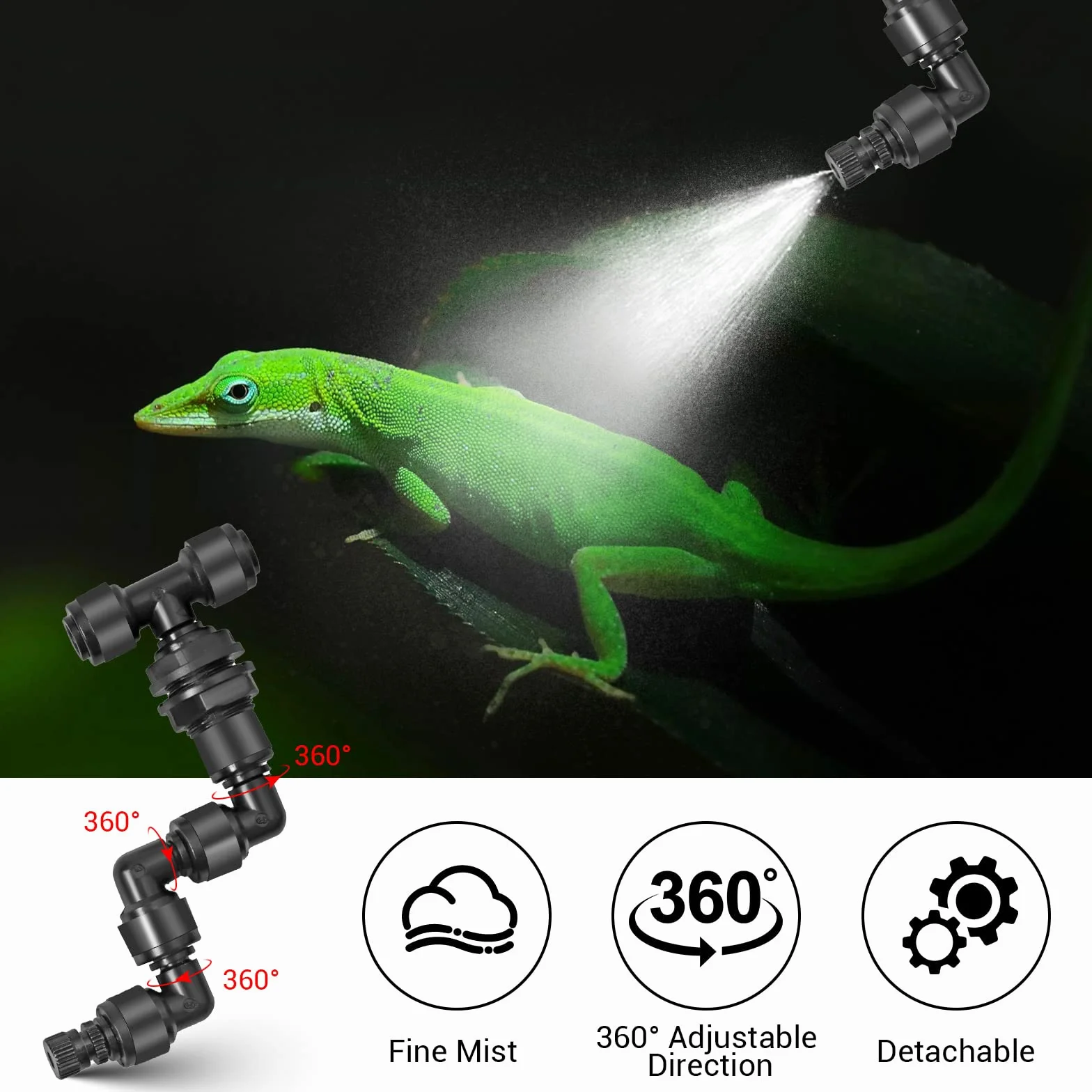 Intelligentes Reptilien Benebelungssystem, Automatisches Zerstäuber für Chameleons, Regenwald Sprüher Terrarien Nebelsystem Indoor Pflanzenbewässerungssystem für Amphibien/Herps/Kräuter