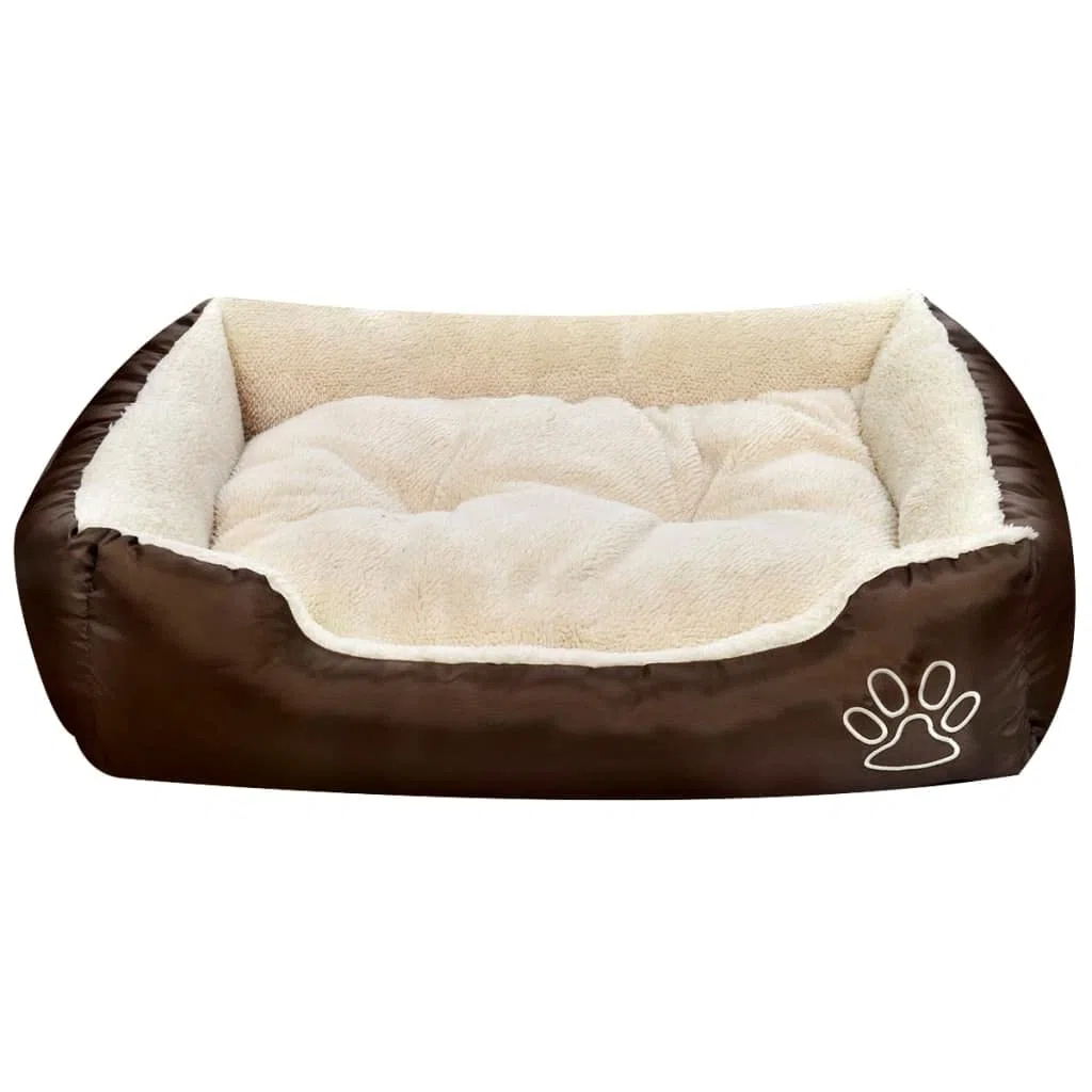 Hundebett Braun und Beige XXL, Hundekissen mit rutschfestem Boden, wasserabweisend, maschinenwaschbar, 110 x 80 x 21 cm, für Wohnzimmer, Auto, Reise, Welpe und Senior, kuschelig