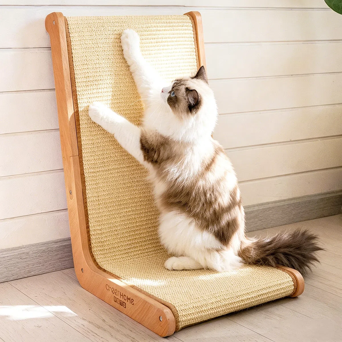 CHEERHOME PETS Sisal Katzenkratzer für Indoor-Katzen Kratzmatte Vertikaler Katzenkratzer L-Form Katzenkratzbrett Katzen Kratzbaum Massivholz Katzenmöbel (groß)