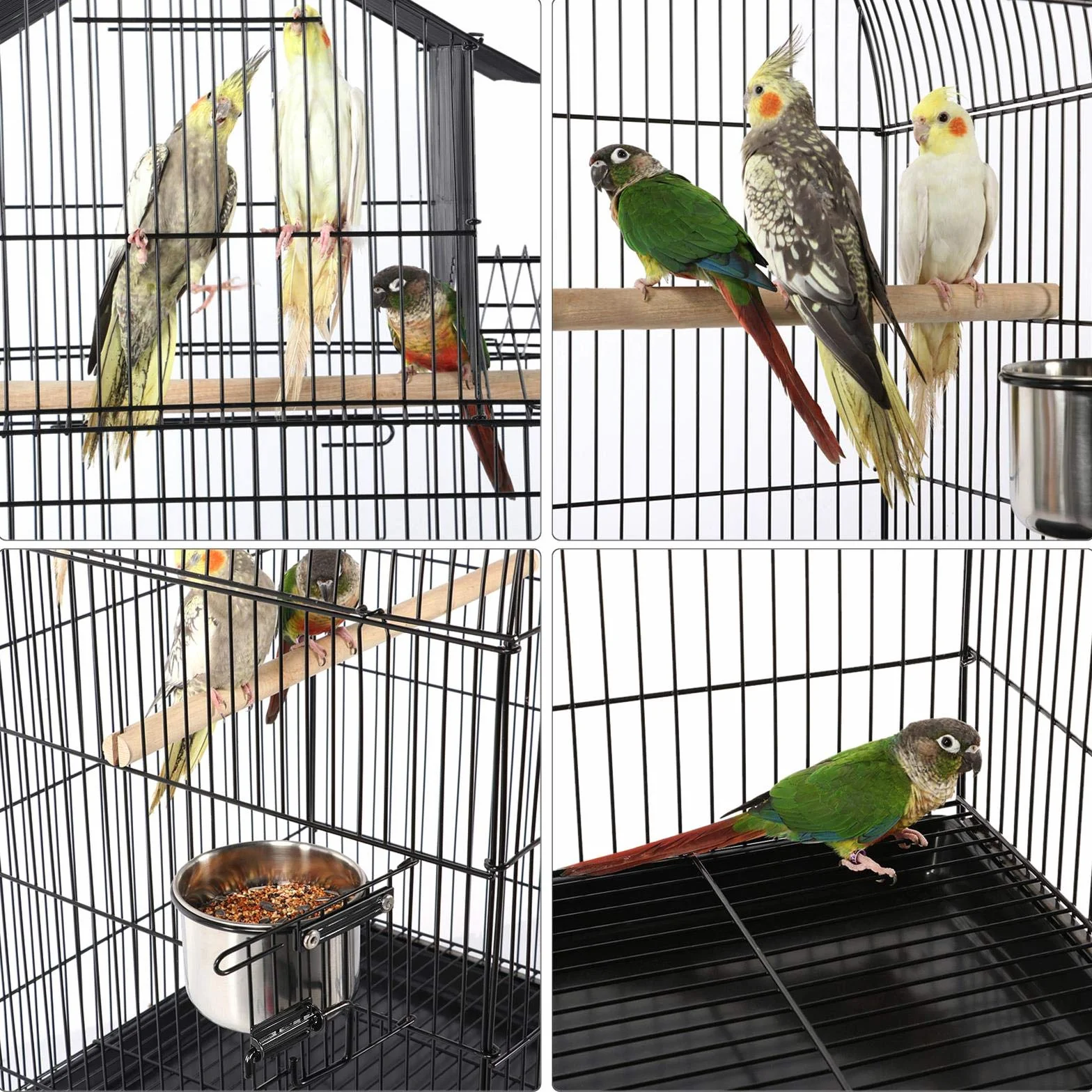 Yaheetech Vogelvoliere Vogelkäfig mit Ständer für Nymphensittiche, Papageien, Tauben schwarz