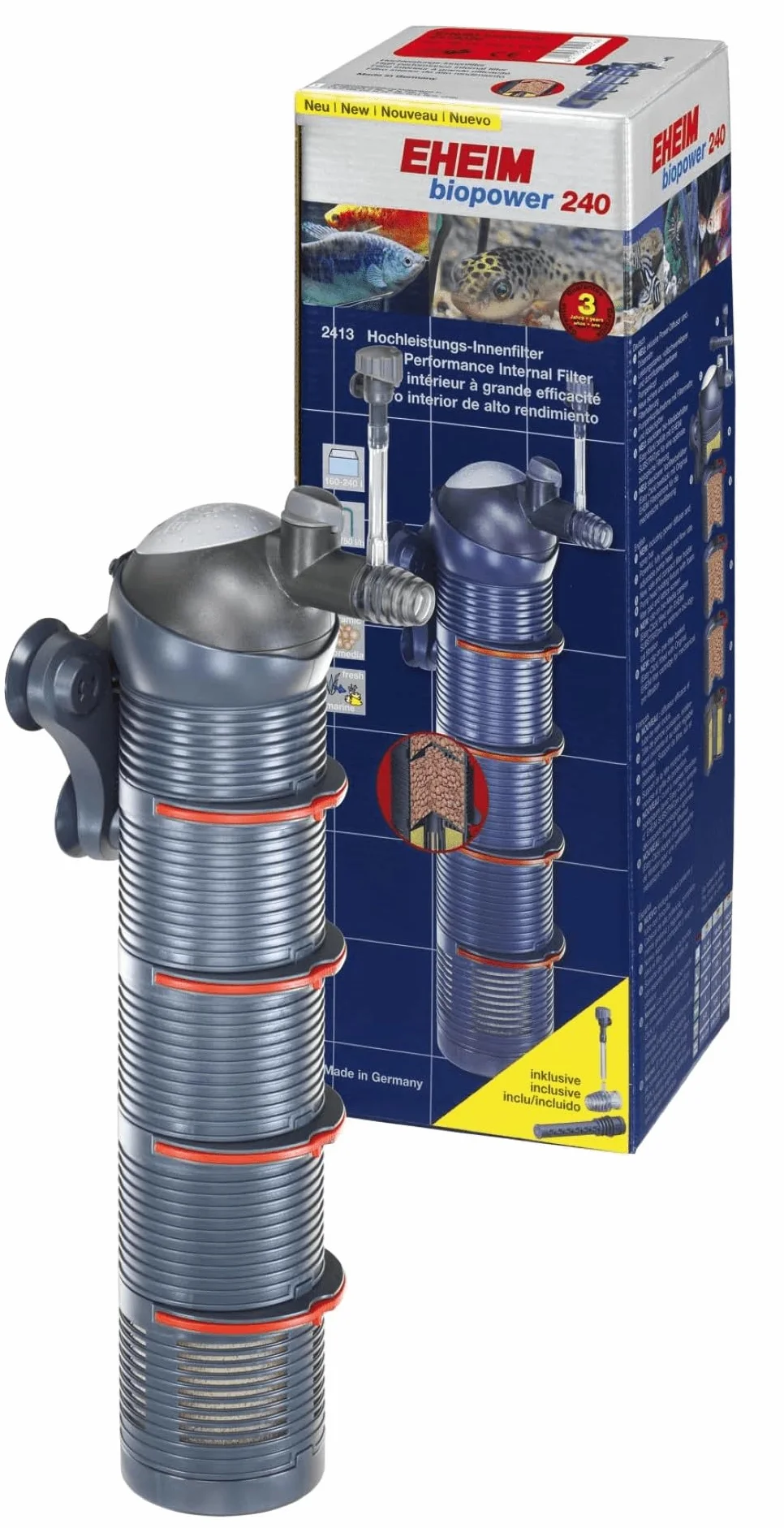 Eheim 2413020 biopower 240 Innenfilter mit Vorfilterpatrone und SUBSTRAT pro