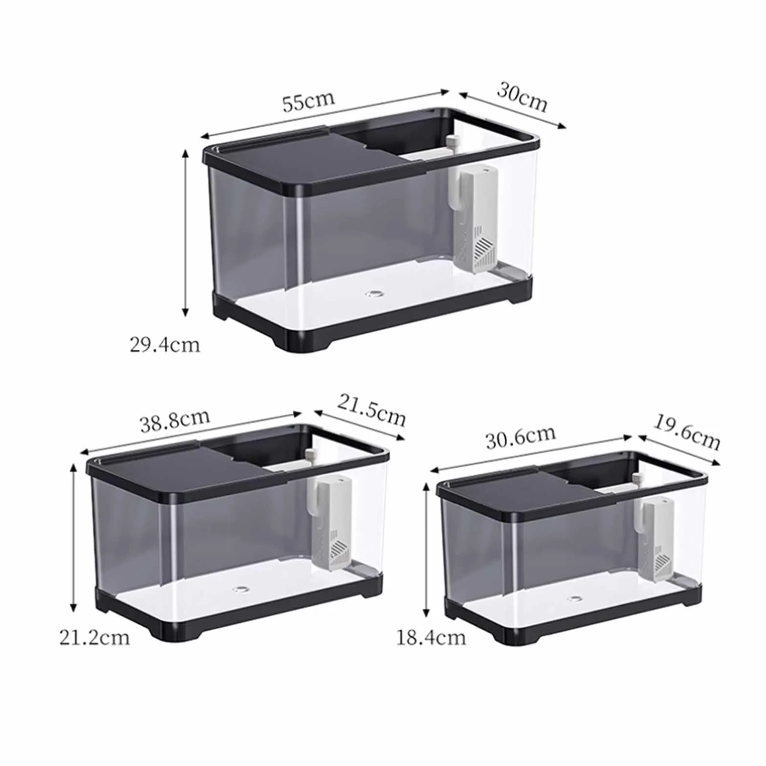 Terrarium Aquarium Desktop Transparent Acryl Aquarium Mit Deckel Und Basis Kleine Wohnzimmer Haushalt Fischzucht Tank Insekten Schildkröten(Weiß,Groß)
