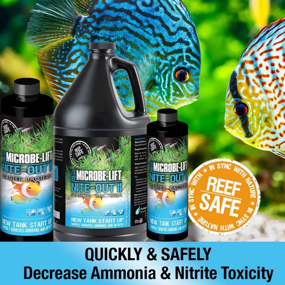 MICROBE-LIFT Nite-Out II – Bakterienstarter für Süßwasser & Meerwasser Aquarium, für schnellen Fischbesatz, 3785 ml, mehrfarbig, NITEH64