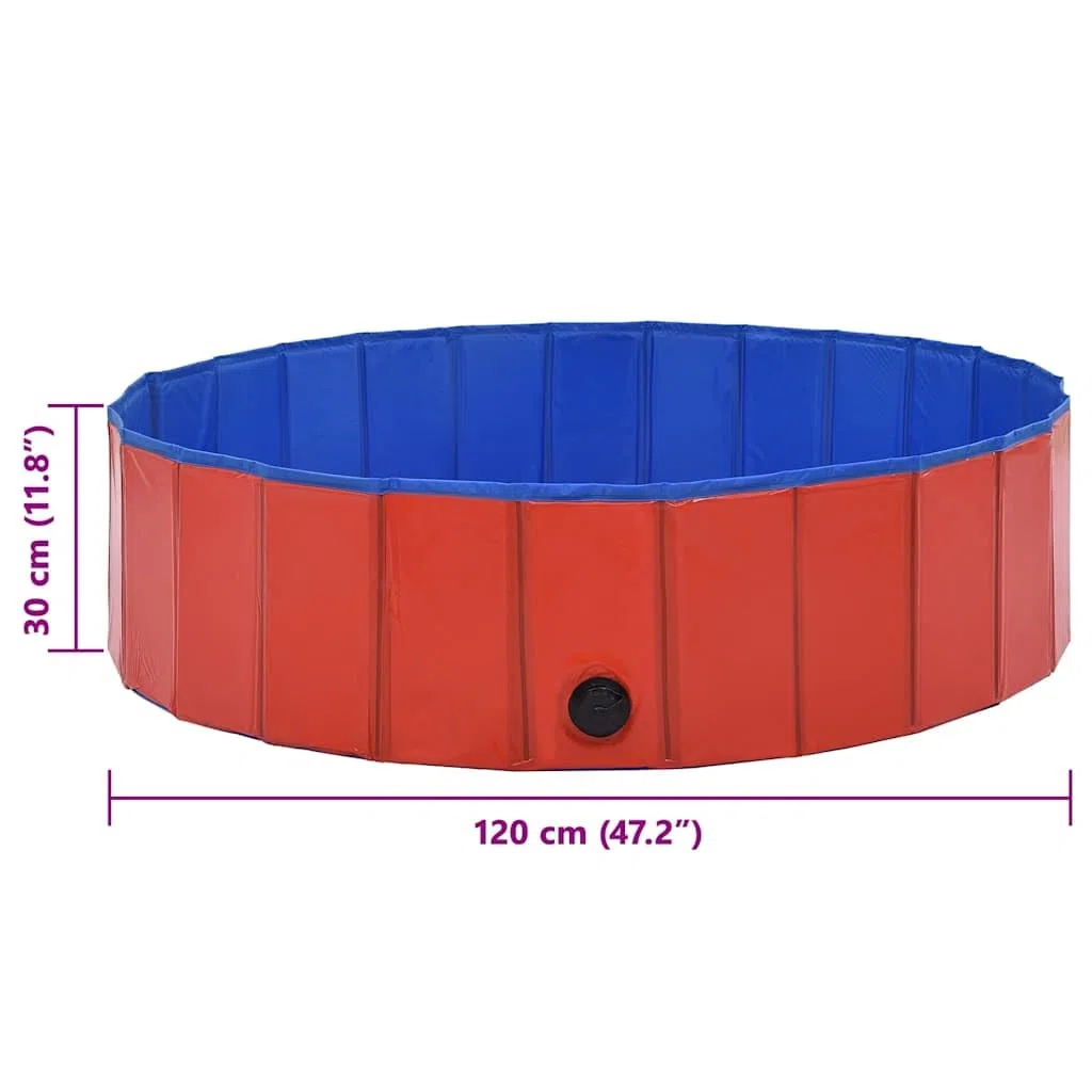 vidaXL Hundepool Faltbar Rot 120x30cm PVC Schwimmbecken Hundebad Wasserbecken