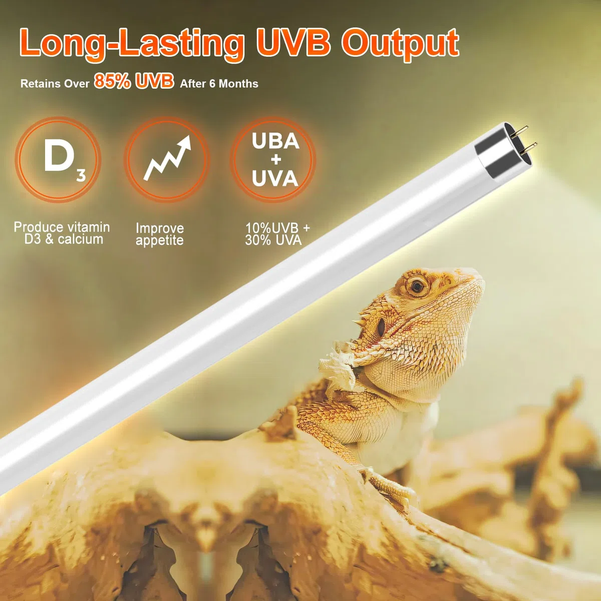 39W T5 10.0 UVB Reptilienleuchte - 86,4 cm lineare UVA/UVB-Lampe mit hoher Leistung für Bartagamen, Schildkröten und Eidechsen, perfekt für Wüsten- und tropische Terrarien