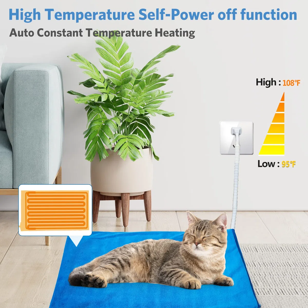 MARUNDA Pet Heating Pad,Cat Dog Electric Pet Heating Pad Indoor Waterproof,Auto Constant Temperature, Chew Resistant Steel Cord…