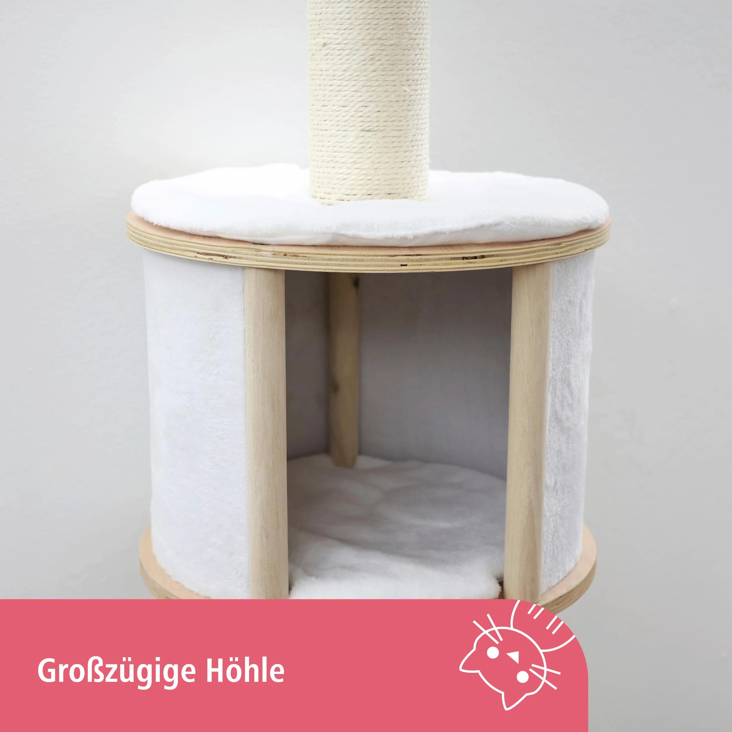 Kerbl Pet Wandkratzbaum Dolomit | Weiß, 168 cm hoch, Wandkratzbaum aus Holz, Plüsch und Sisal, mit abnehmbarem und gepolstertem Kissen