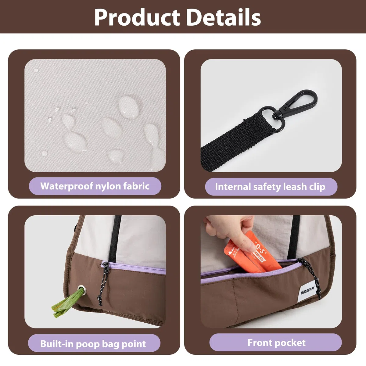 Haustier-Fronttragerucksack, verstellbar, Nylon, wasserdicht, Brusttrage für Katzen und Hunde, mit abnehmbaren Schultergurten, Belüftung vorne und Netzfenster, bis zu 7 kg