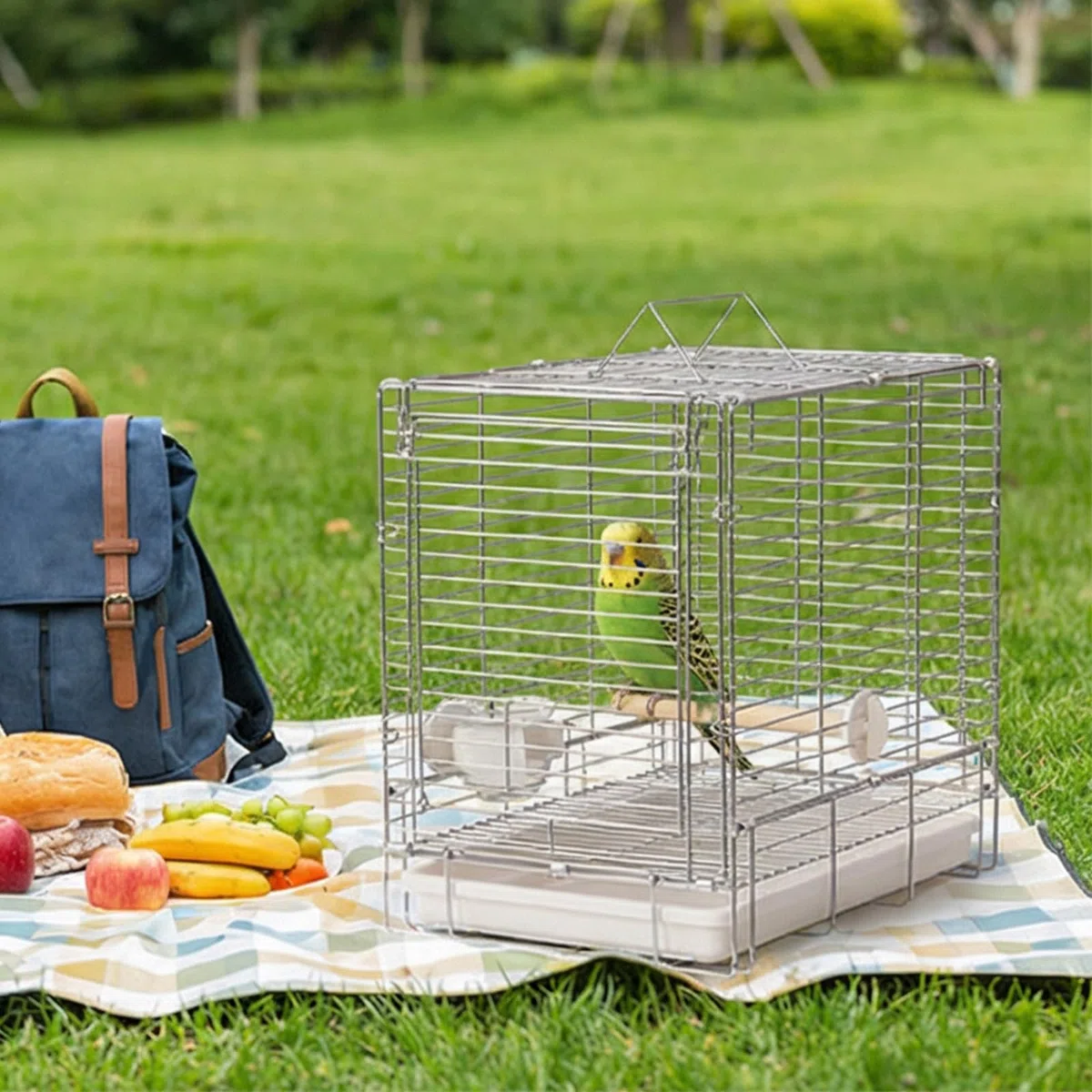 Edelstahl Vogelkäfig mit sicherem Schloss, Haltbarkeit, Transportvogelkäfig für Vögel und Kleintiere, Mehrzweck Haustierkäfig