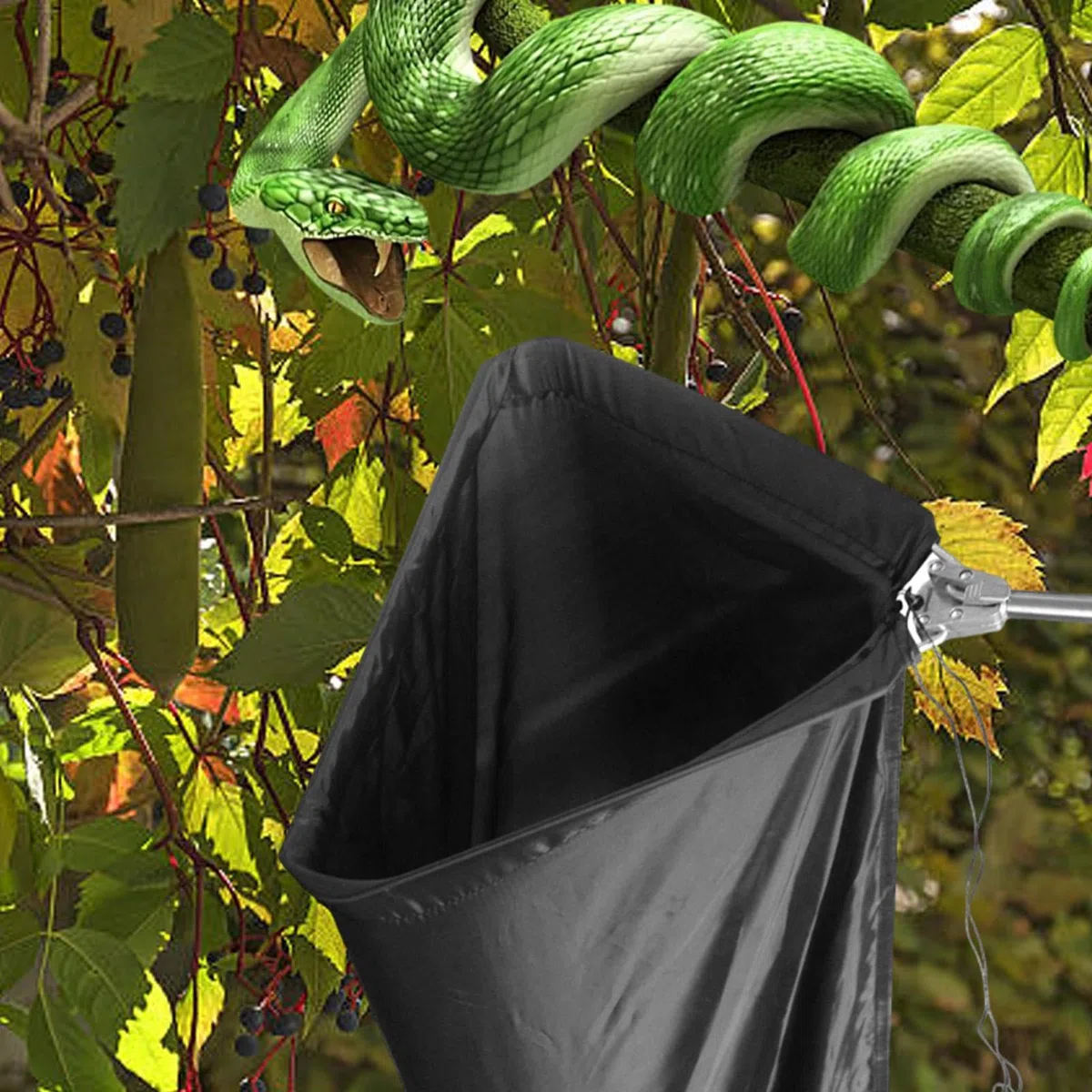 Snake Catcher - Teleskopische Tasche für Schlangenfang, Netz zum Fangen von Schlangen, verstellbare Länge für Reptilien mit Teleskopstange, mobiler Schlangenfang