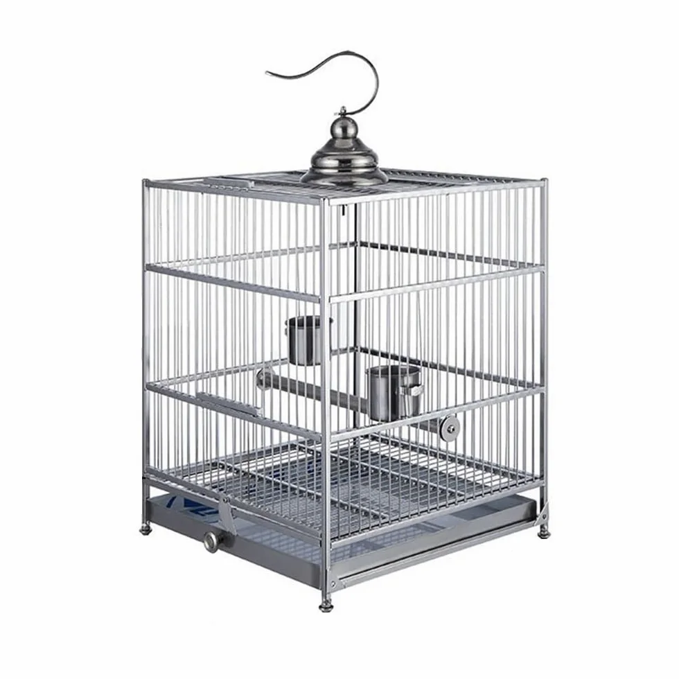 Voliere Vogelkäfig aus Edelstahl mit ausziehbarem Chassis. Langlebig. Leicht zu reinigen. Ideal for kleine bis mittelgroße Vögel