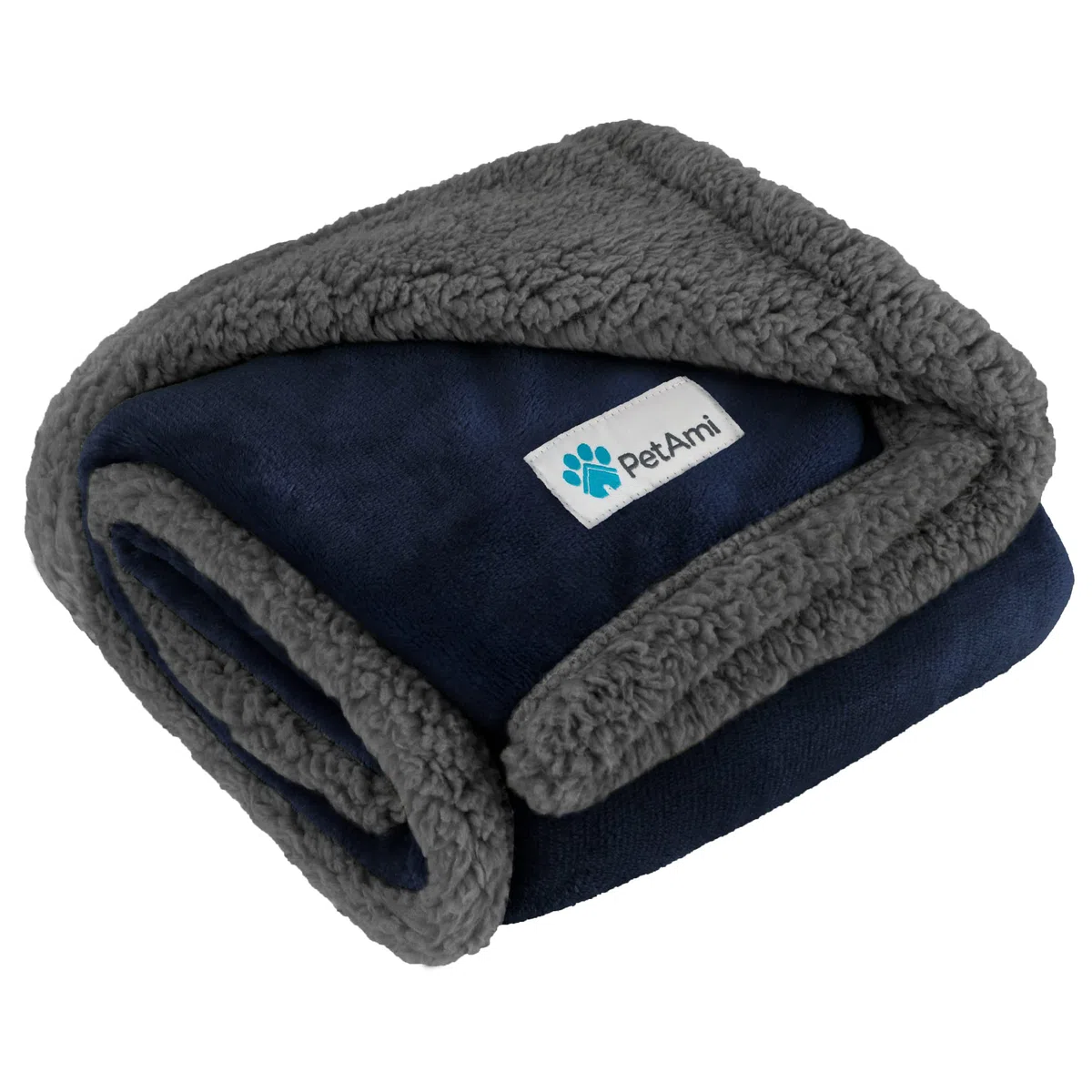 PetAmi Hundedecke für Welpen, Haustierdecke, für kleine Hunde, Katzen, Kätzchen, Fleece, Sherpa-Überwurf, Hundedecke, Couch, Bett, weicher Plüsch, flauschig, leicht, Mini 29 x 40 cm, marinegrau