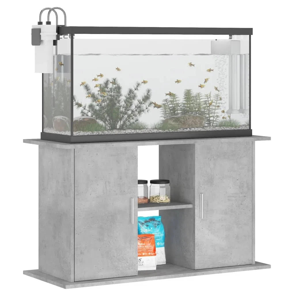 Homgoday Aquariumständer mit Fächer und Ablagen Aquarienschrank Aquarium Unterschrank Aquarium Tisch Aquarienunterschrank Terrarium Schrank Betongrau 101x41x58 cm Holzwerkstoff