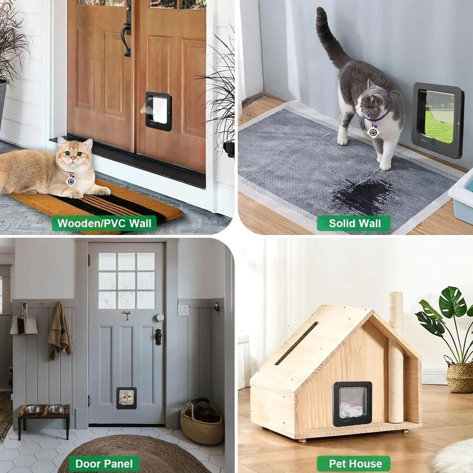 Automatische Haustiertür mit Mikrochip-Technologie, inklusive 2 Sensorhalsbändern und Fernbedienung, ideal für Katzen und kleine Hunde