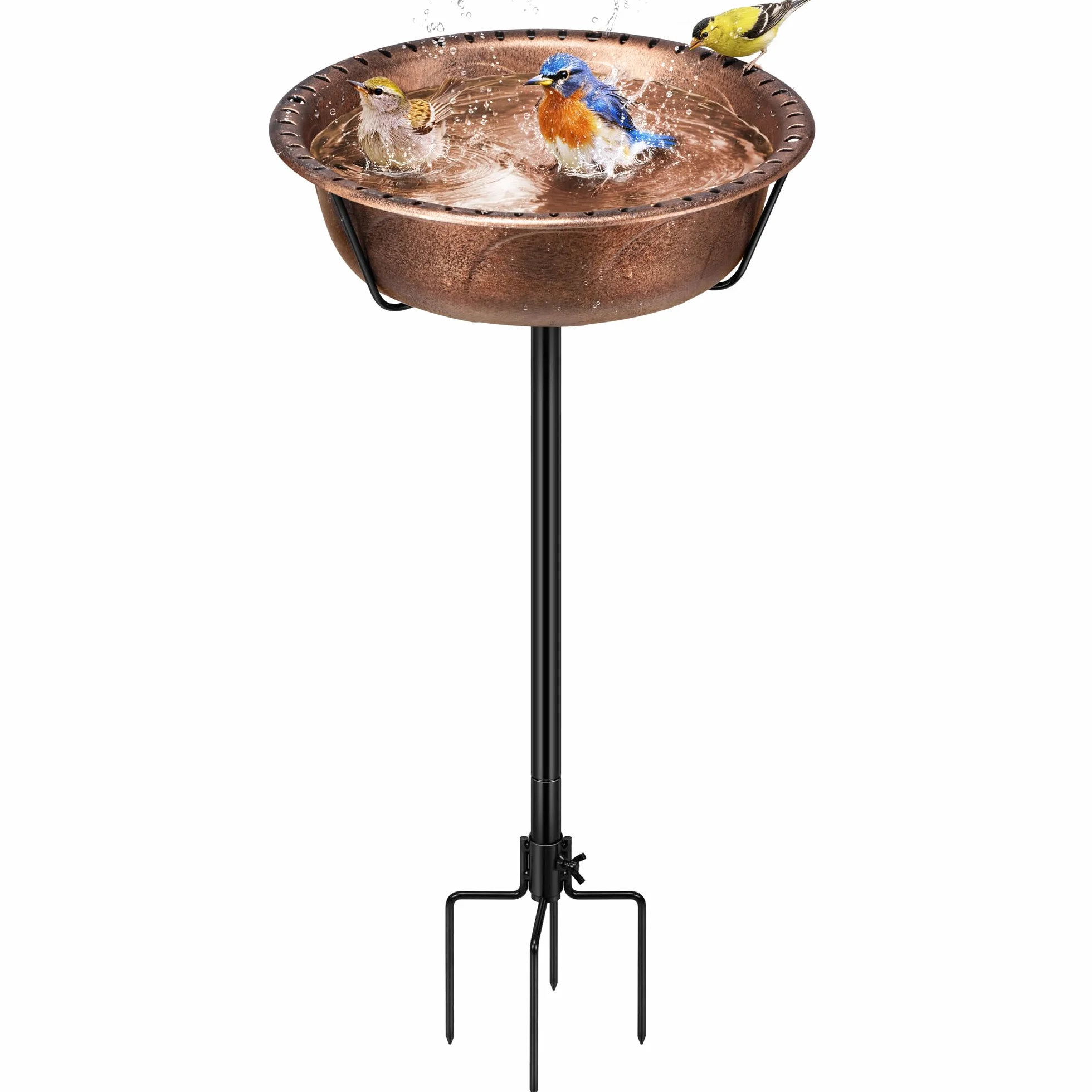 VIVOHOME Vogelbad für den Garten,Vogeltränke Stehend,35In Metall Vintage Freistehendes Vogelbad mit,Vogeltränke Groß Frostsicher Winterfest (Antike Bronze)