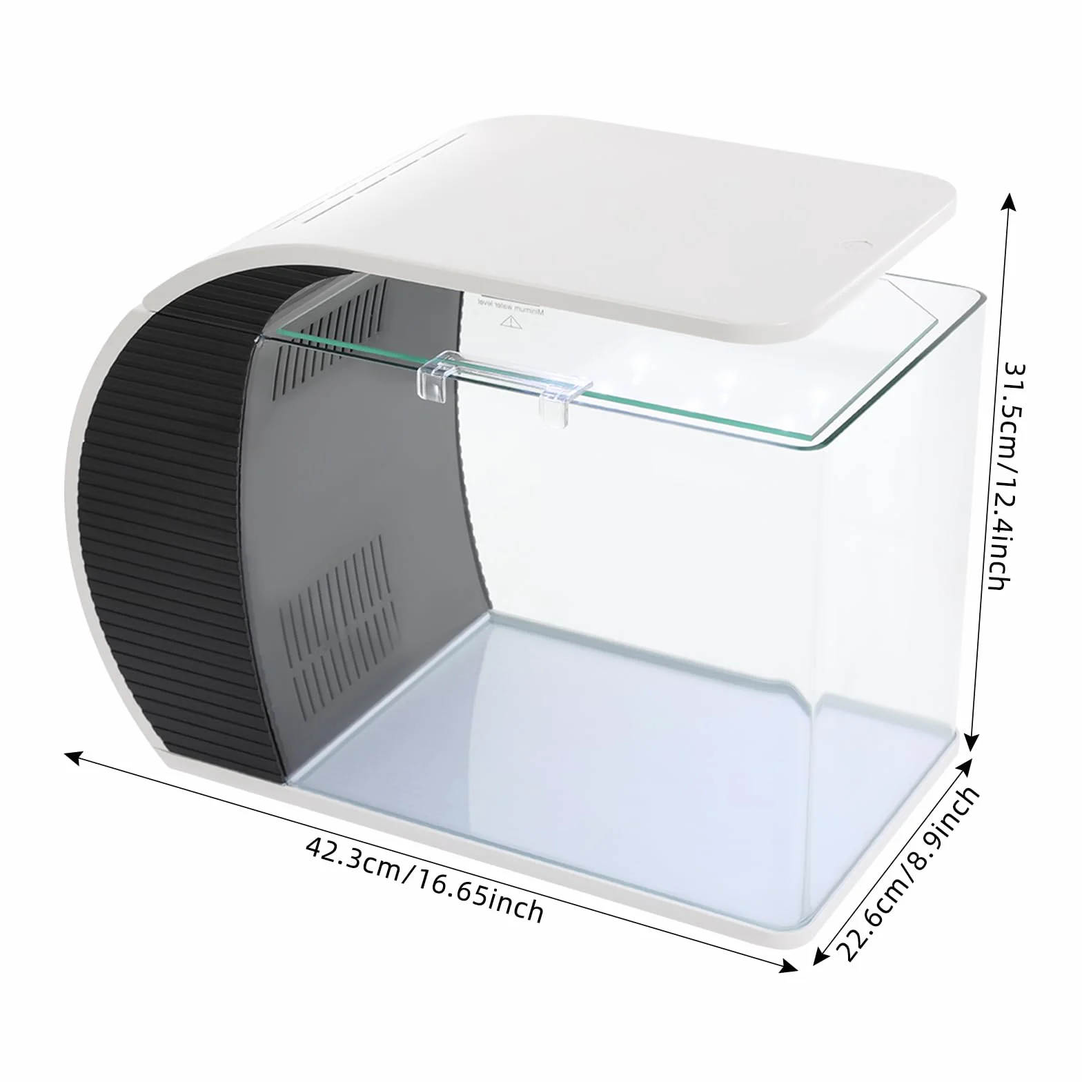 Aquarium Komplettset 19L Glas LED Beleuchtung Filter Tisch Nano | 19L Glas Aquarium, LED 3 Farben, integrierter Filter, 42x22x31 cm, Futterklappe – für Guppys, Garnelen & Schreibtisch.