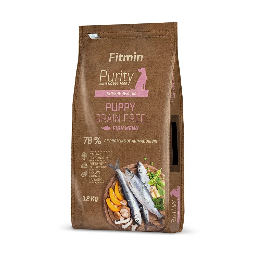 Fitmin dog Purity GF Puppy Fish | Hundetrockenfutter | Ein getreidefreies Futter | Tragende und säugende Hündinnen | 12kg