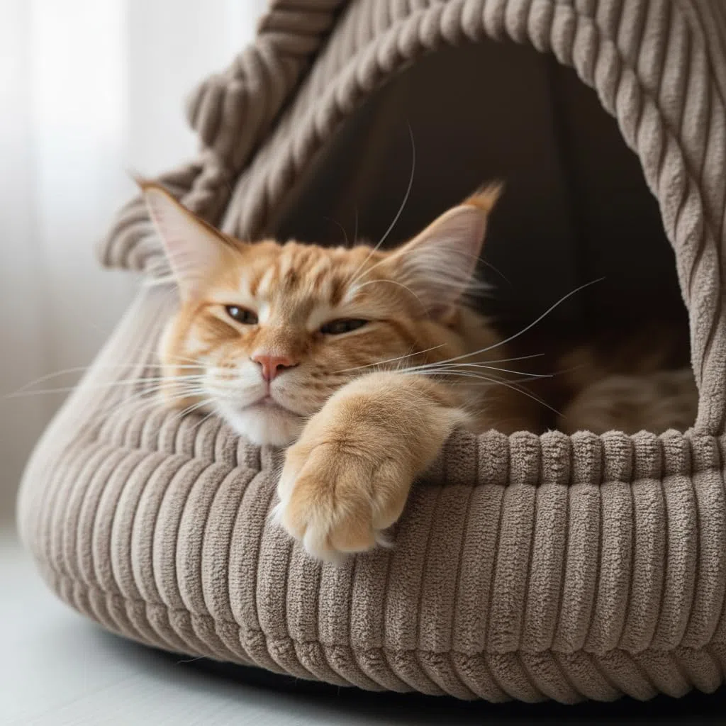 PRASKA Katzenhöhle mit verstecktem Spielzeug Handcraft - Katzenbett für Große Katzen - Rattle Cap Dunkelgrau Katzenhöhle & Hundehöhle für kleine Hunde Waschbar