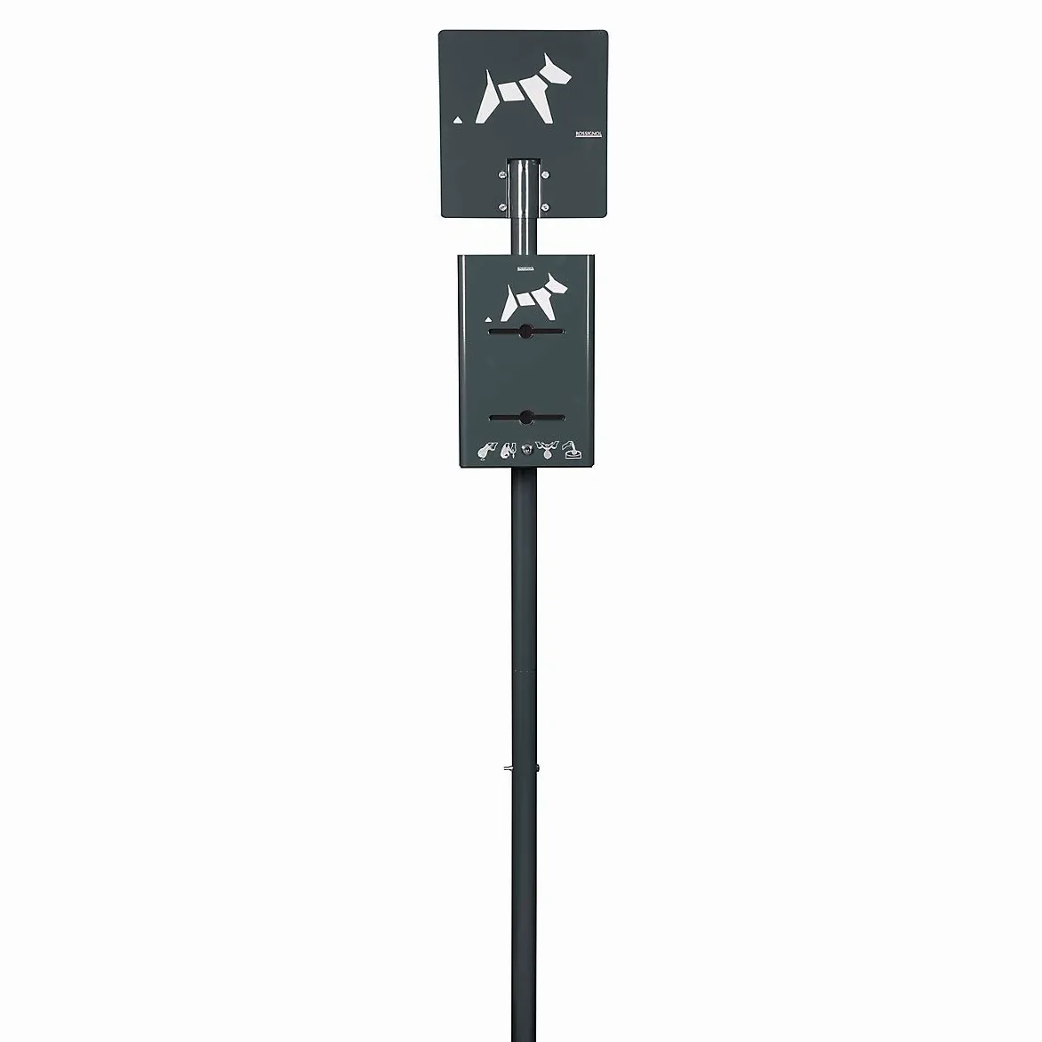ROSSIGNOL Hygeca Pfosten mit Hundekotbeutel-Spender zum Einbetonieren in 5 Farben, Farbe:Anthrazitgrau matt