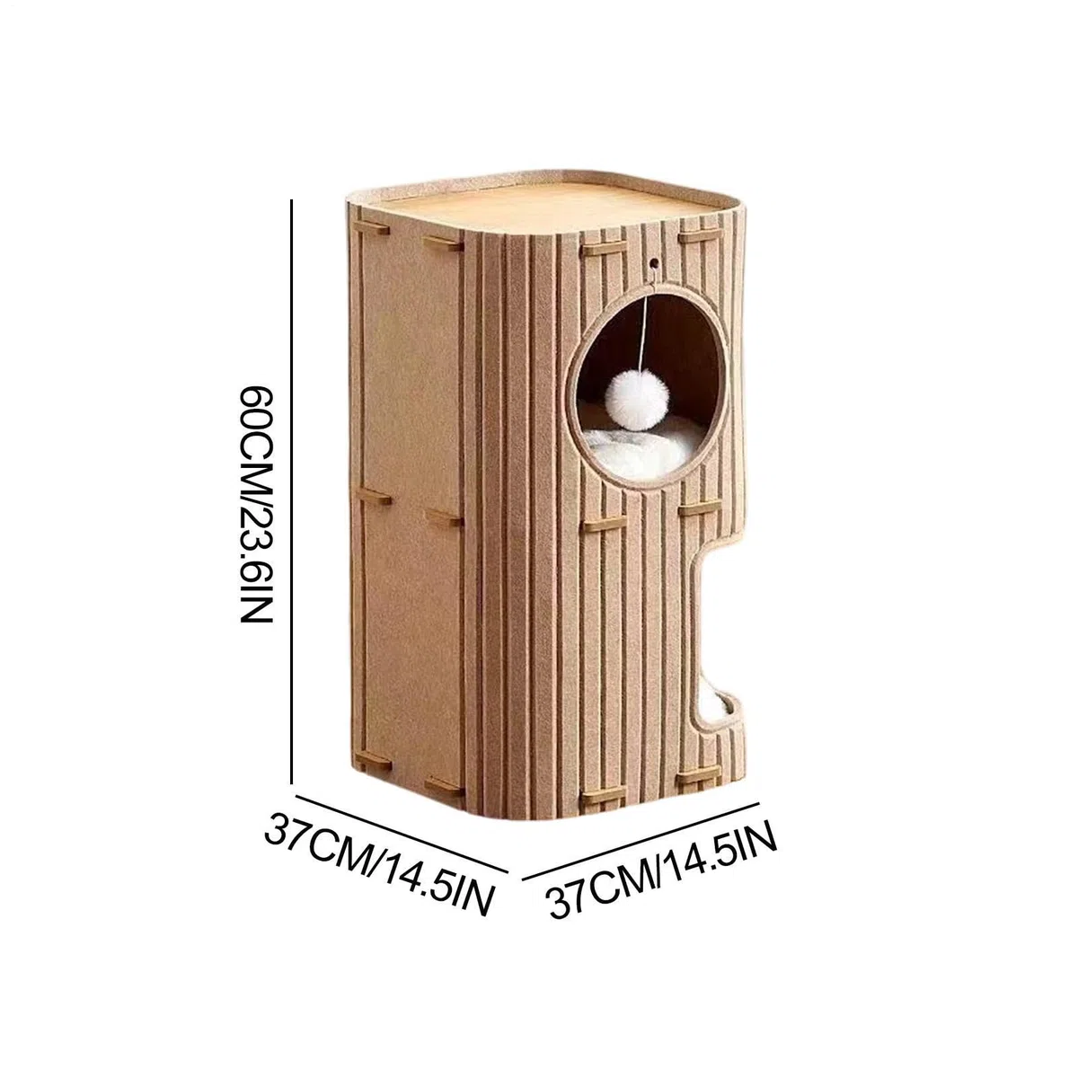 Katzenhöhlenbett Faltbares und kratzfestes Versteck mit zwei Lagen | Katzenbetten Mit Plüschball Für Ruhige Stunden, Entspannung, Schlaf, Spiel, Zuhause Und Reisen, Für Den Innenbereich
