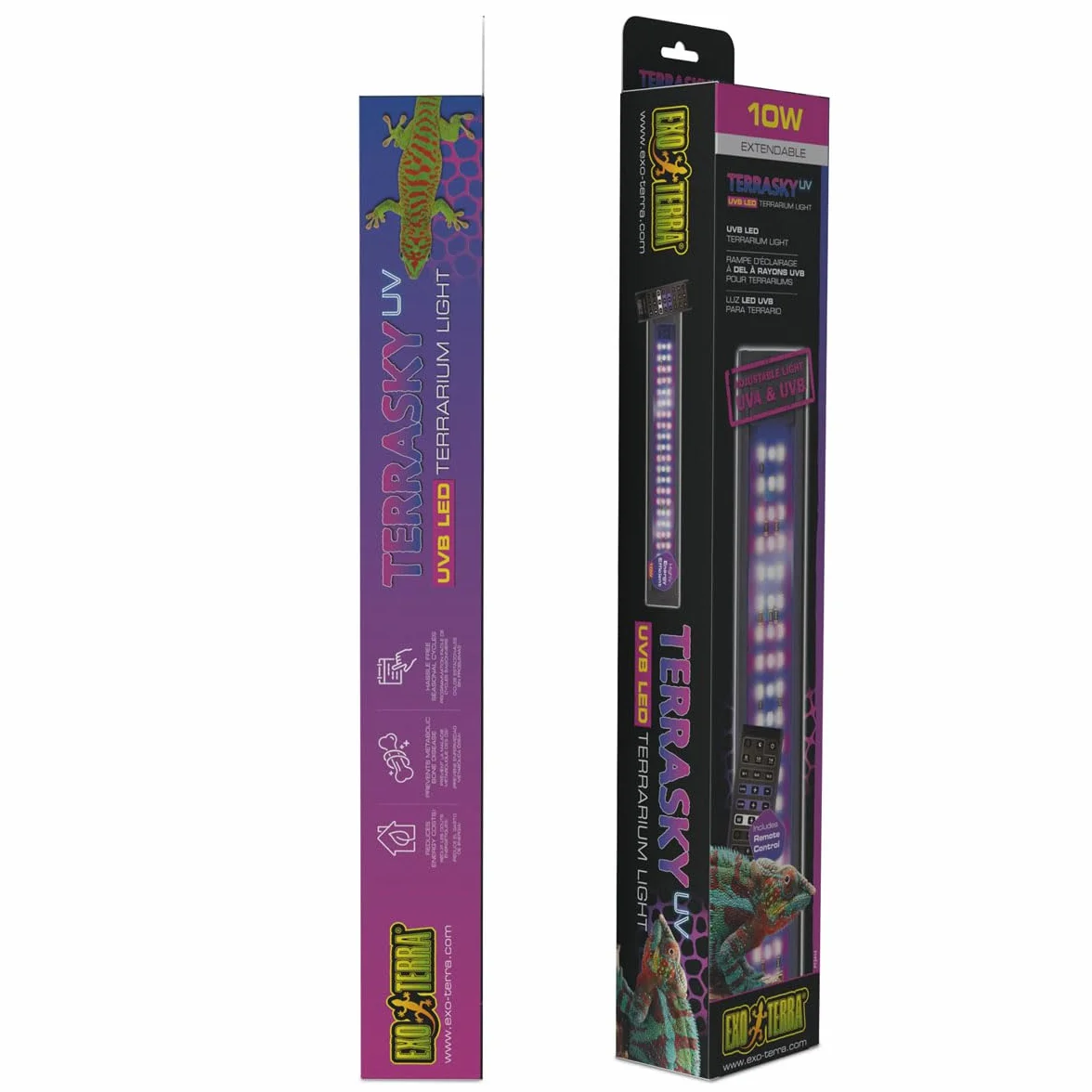 Exo Terra TerraSky UV-LED Terrarienbeleuchtung 10W, UVA & UVB LED-Leuchte, IP54, Timer