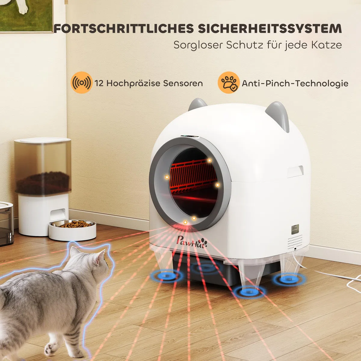 PawHut Selbstreinigende Katzentoilette, 80L Katzenklo Selbstreinigend mit APP Steuerung, Müllbeutel, Geruchsbeseitigung, Automatisches Katzenklo für Mehrere Katzen | Katzenklo Selbstreinigend, Geruchsbeseitigung, Automatisches Katzenklo für Mehrere Katzen
