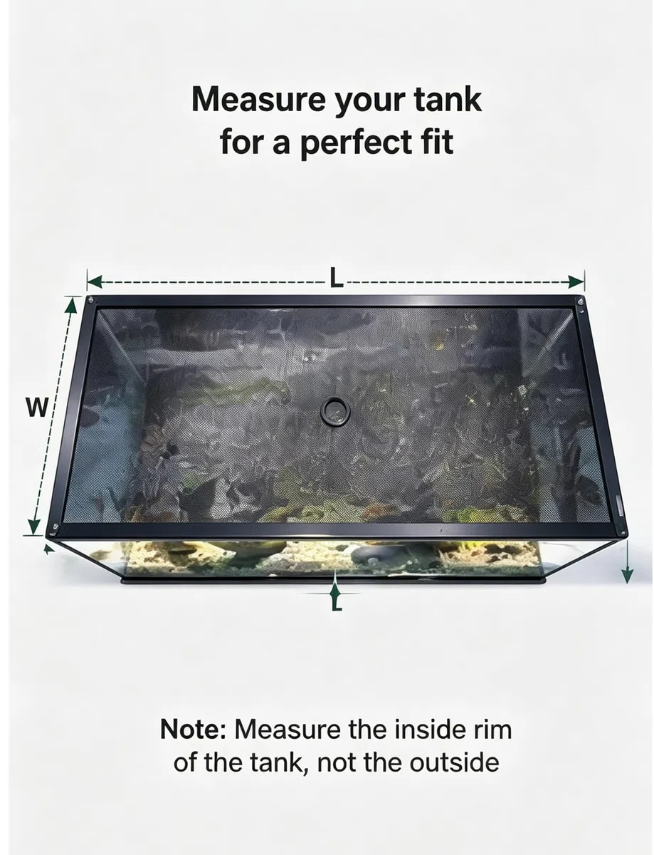Aquarium-Netzdeckel mit Aluminiumrahmen, Aquarium-Siebabdeckung | Alurahmen mit feinem Netz reduziert Fischsprünge, lässt Luft und Licht durch(31x16in/80x40cm)