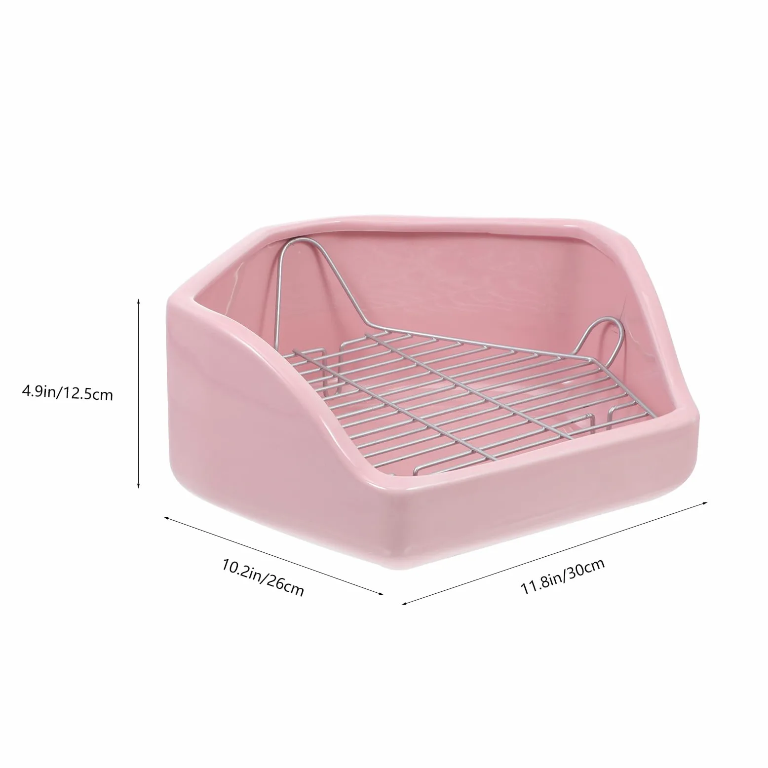 SOLUSTRE Keramik Kaninchen Toilette in Pentagonaler Form Kippsicher und Leicht zu Reinigen mit Abnehmbaren Gittern für Kleintiere im Stall