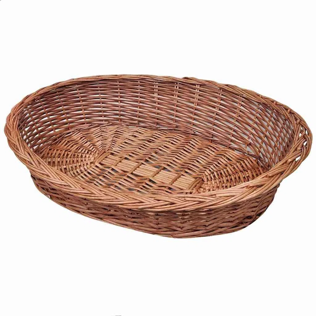 Hundebett aus Weide Natur 90 cm Hundekorb aus Weidengeflecht Haustierbett für große Hunde