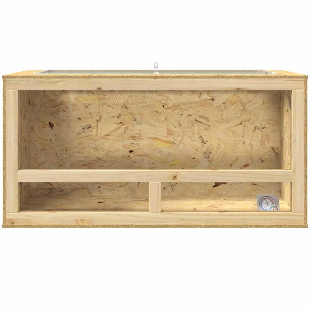 Rechteckiges OSB Terrarium Braun 100 x 50 x 50 cm mit Thermometer für Reptilien und Amphibien, robuste Konstruktion und Pflegeleichte Oberfläche