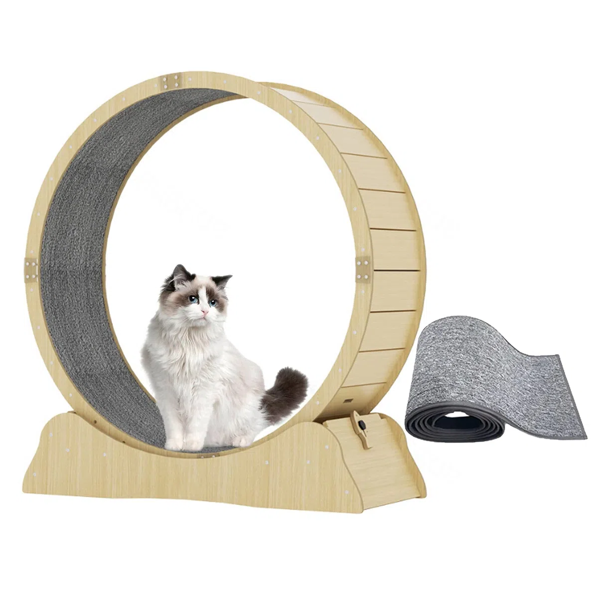 Cat-Wheel-übungsgerät Für Wohnungskatzen, Groß Cat-laufrad Mit Teppichlaufbahn, Groß Laufband Für Katzen, Hamsterrad-Stil Katzenrad, Leise Und Geräuschlose Walzen,S