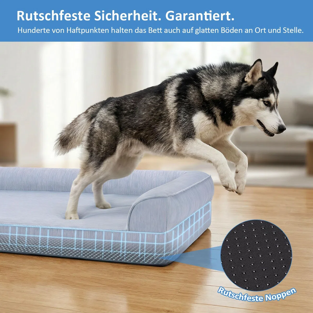 Ownpets Kühlendes Hundebett für Mittelgroße Hunde, Q-MAX>0.4 Orthopädisches Hundekorb mit Seiten, Hundesofa mit abnehmbarem Bezug & wasserdichter Innenlage,rutschfest (XL (121 x 81 x 19 cm))