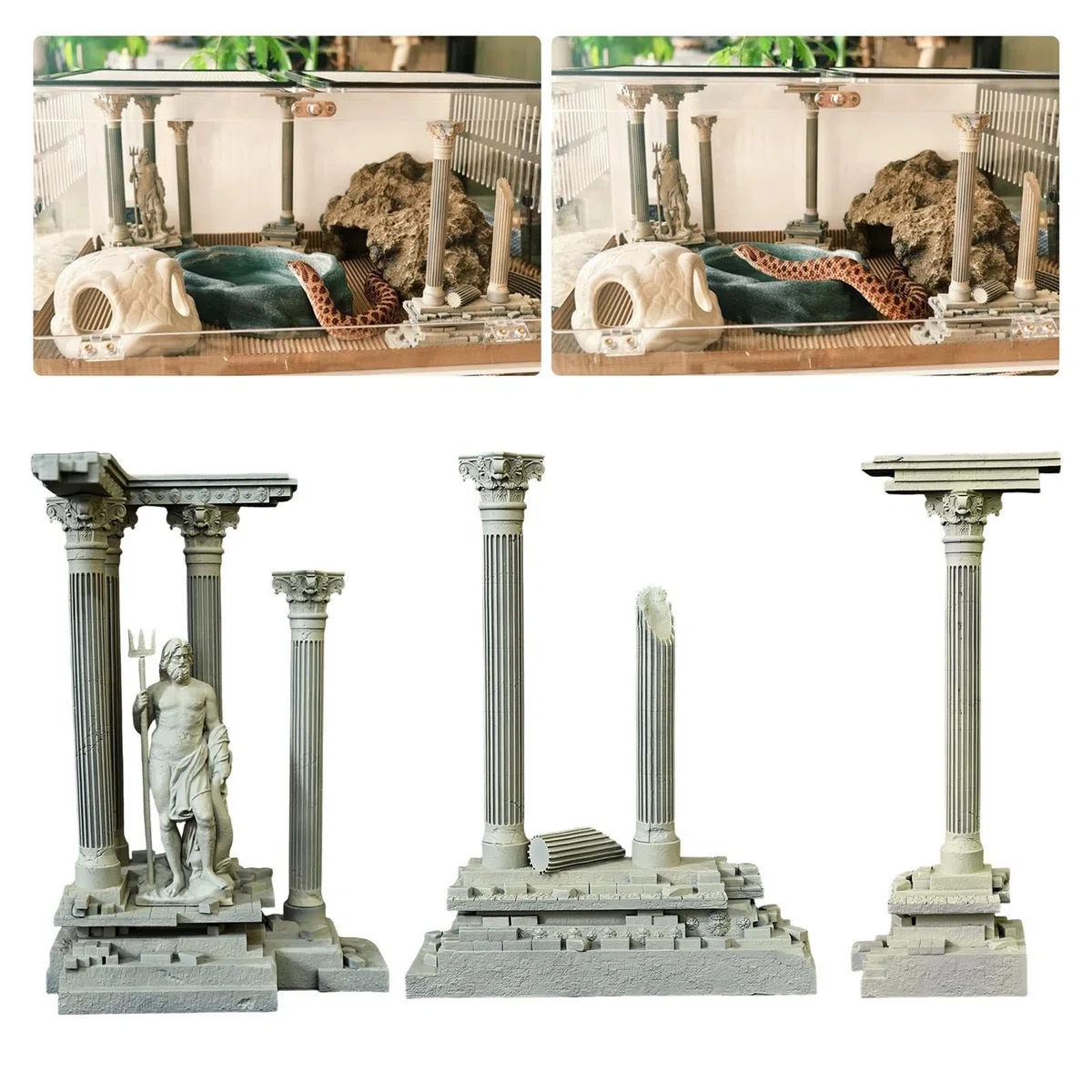 Mini Römische Säule Aquarium Ruinen Dekorationsfigur Kunstharz Ornament Künstliche Verstecksäule für Aquariumgestaltung Wohnzimmer Arbeitszimmer, Set D