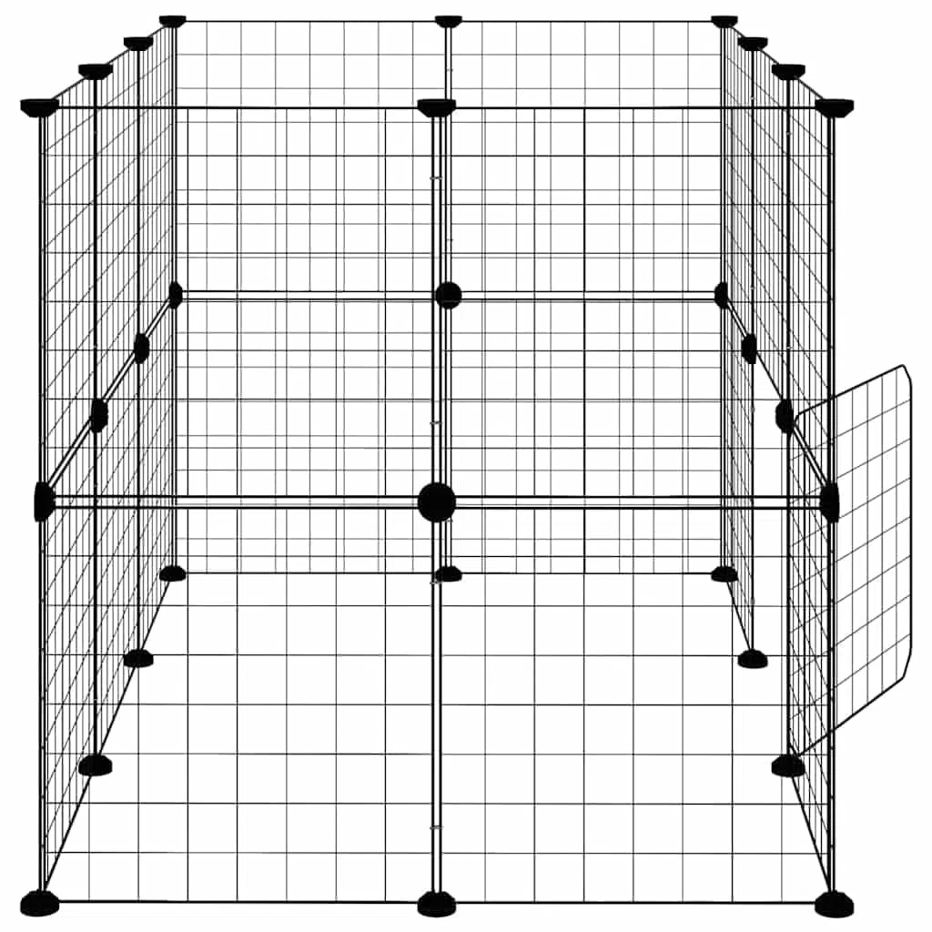 20-TLG. Haustierkäfig mit Tür Schwarz aus pulverbeschichtetem Stahl 35x35 cm, faltbar und erweiterbar, ideal als Gehege, Auslauf, Spielplatz für Kaninchen, Meerschweinchen, Hamster