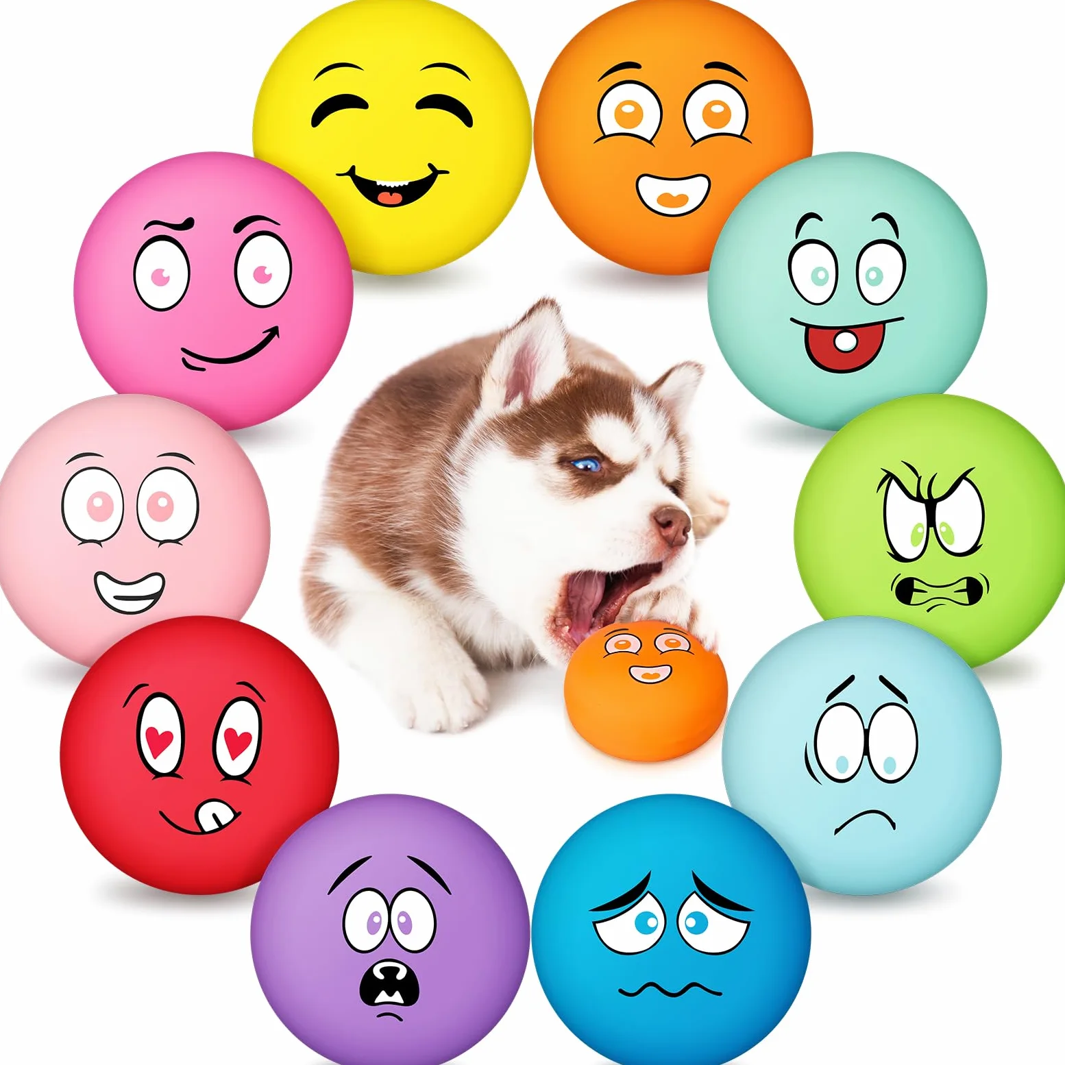 Hungdao Quietschspielzeug für Hunde, weiches Latex, kleine Quietschbälle, interaktives Kauspielzeug für Hunde, Welpen, Training, interaktives Apportierspiel, 10 Stück