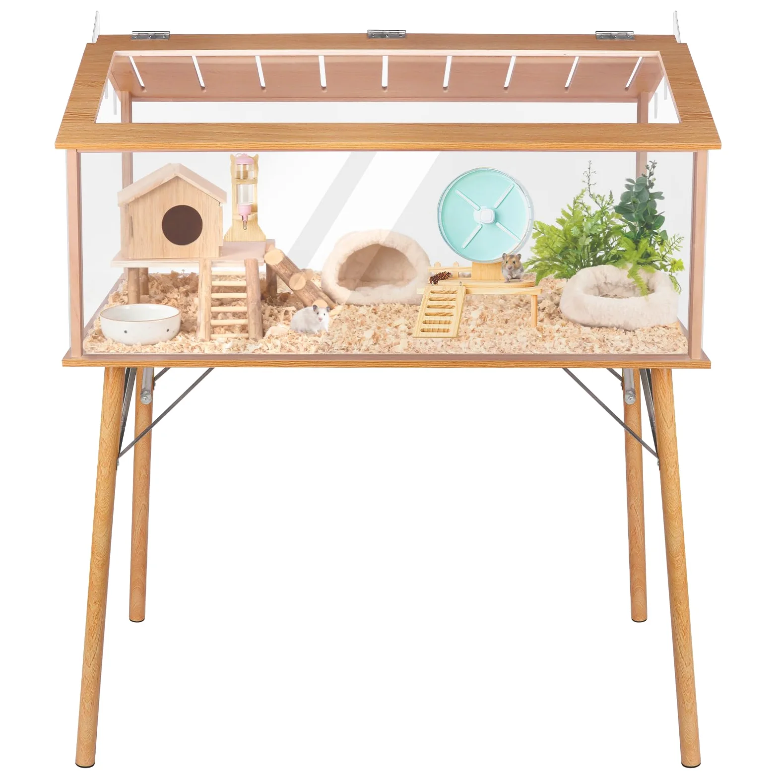 Kalolary Großer Hamsterkäfig, 101,6 cm lang x 121,9 cm hoch Hamsterhaus und Lebensraum Beißfeste Kleintierkäfige Öffnbarer Deckel mit transparentem Sichtfenster für Zwergchinchillas und Rennmäuse | Hamsterhaus und Lebensraum Beißfeste Kleintierkäfige Öffn