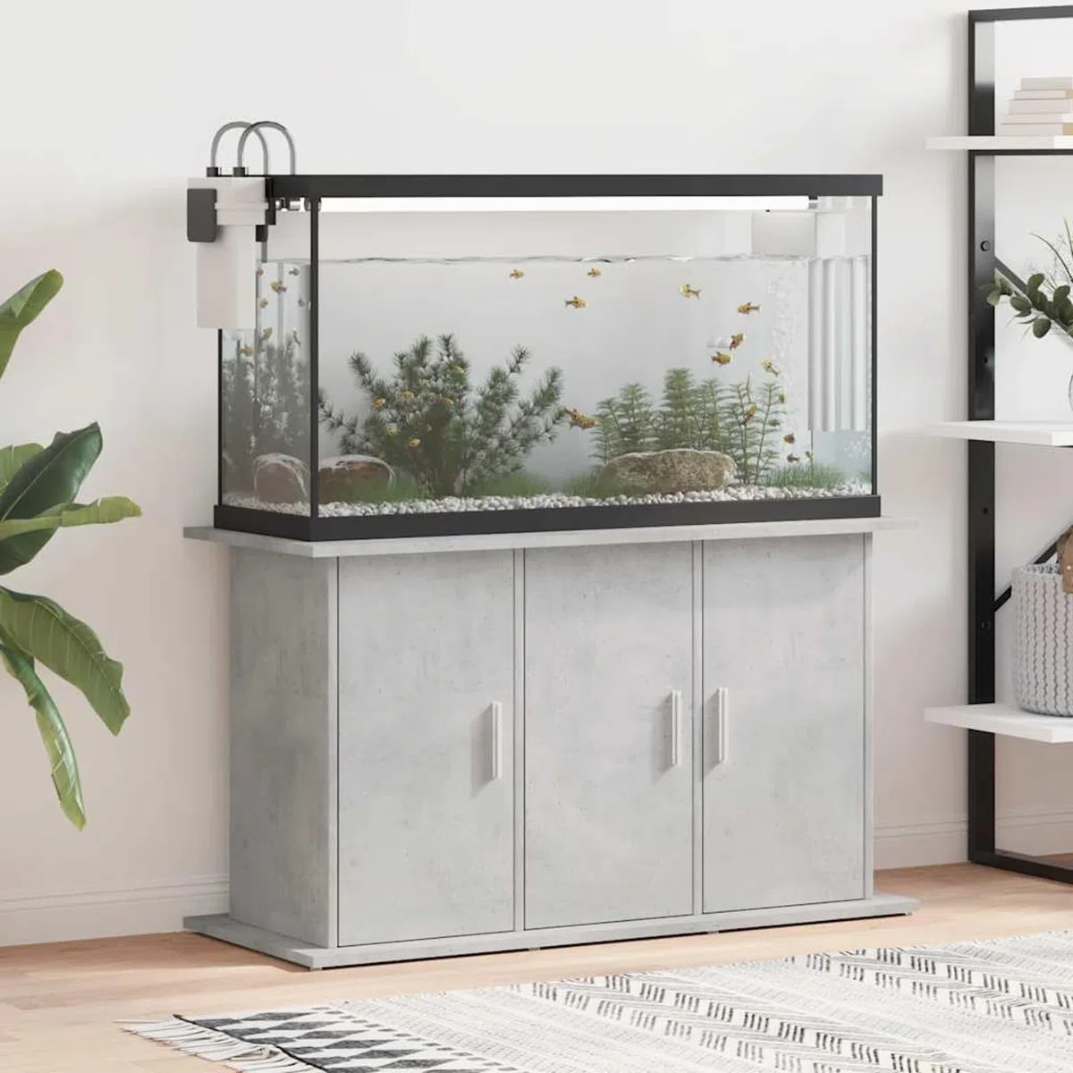 Rantry Aquarienständer Betongrau Holzwerkstoff 101x41x58cm, Stauraum, Sicherheit, Modern Eleganz Model833635