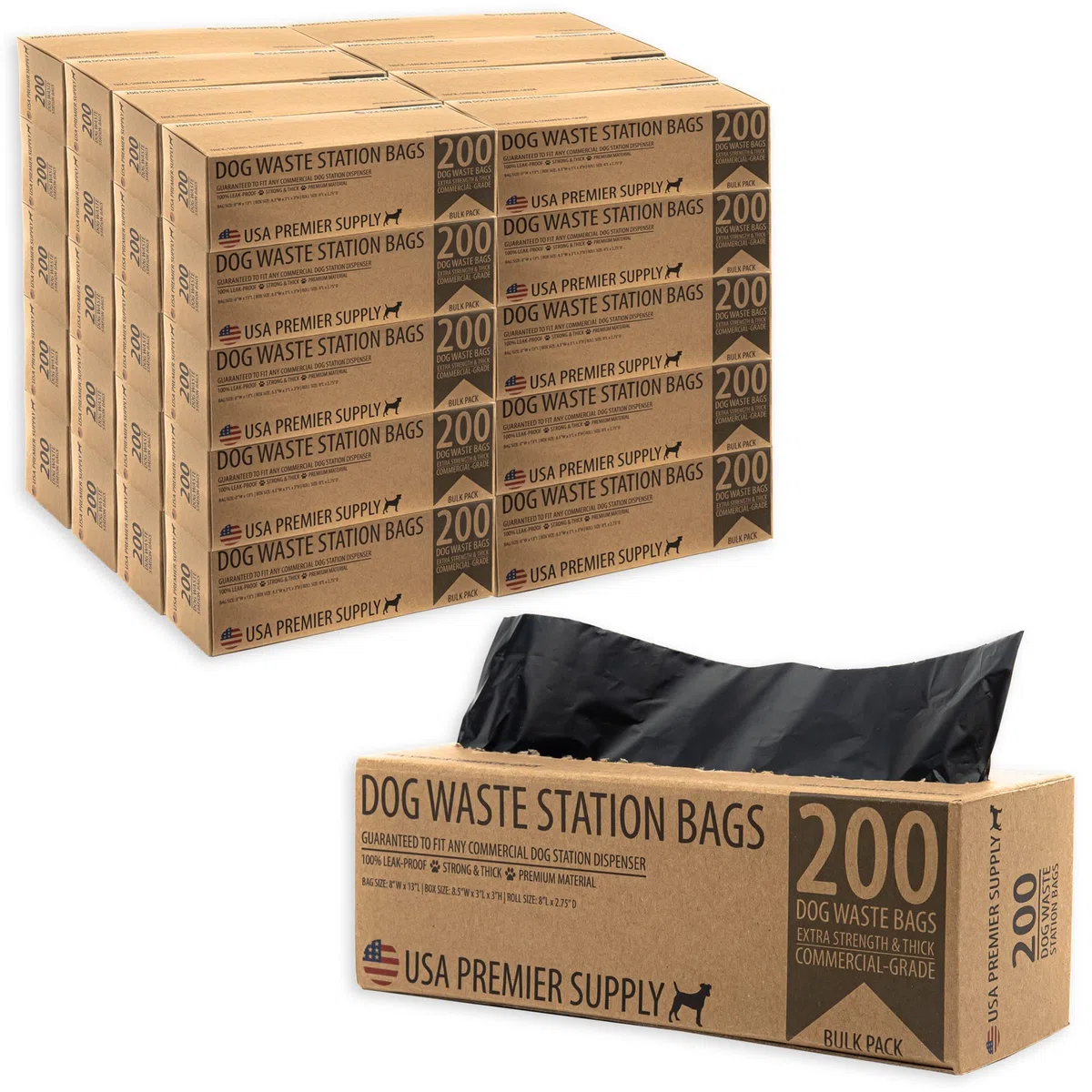 Hundekotbeutel, Nachfüllpackungen, 40 Rollen, 8000 Beutel, auslaufsicher, stark, langlebig und dick, passend für jeden handelsüblichen Spender