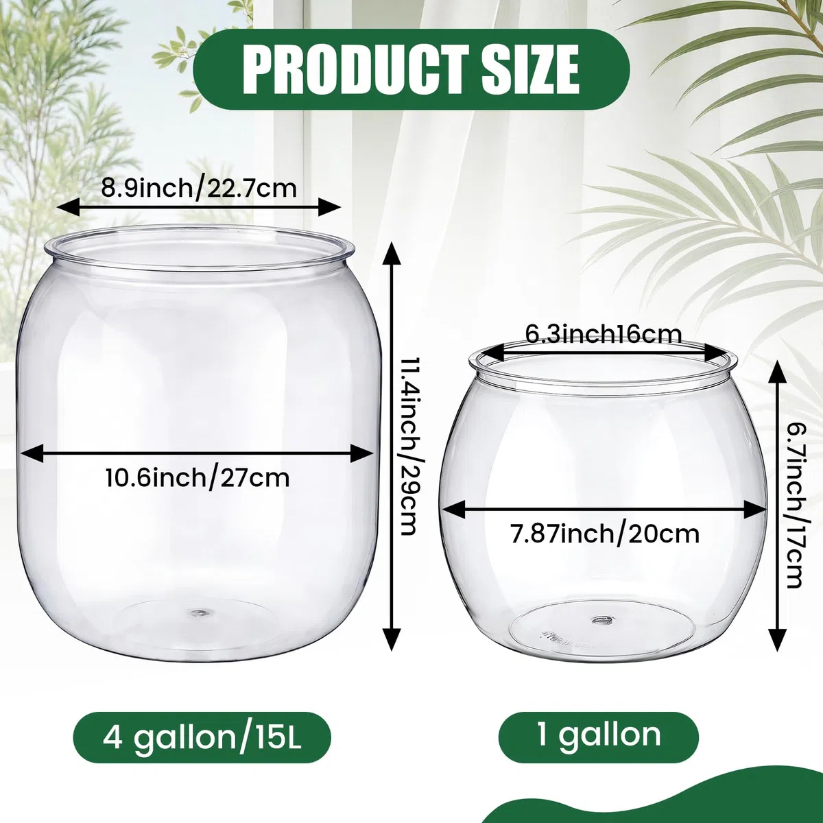 Kunststoff-Fischschale, 2 Stück, groß, rund, transparent, Betta-Aquarium, bruchsicher, Hydrokultur-Pflanzgefäß, Mehrzweckbehälter für Terrarium, Blumenvase, Tafelaufsatz
